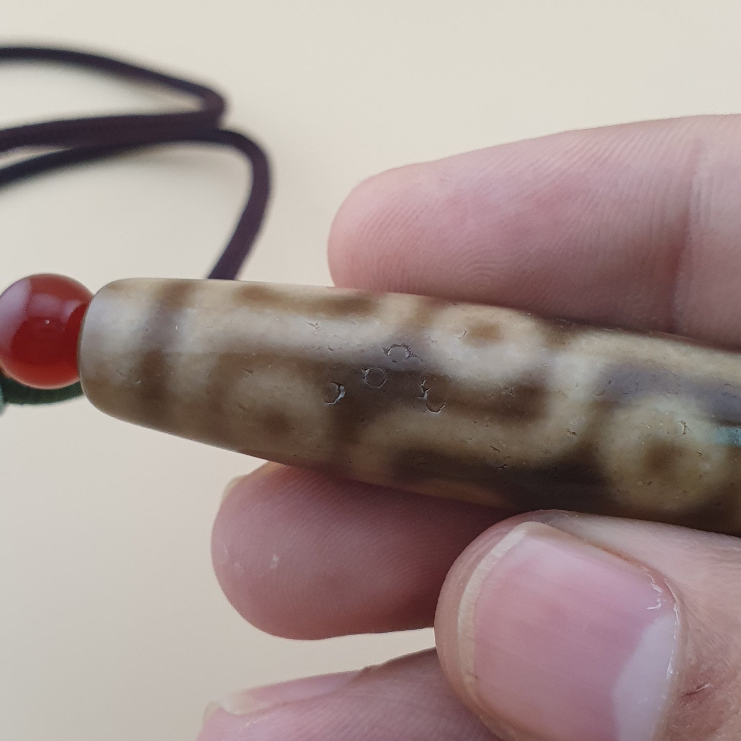 Vintage 9 Augen Himalaya Tibet Achat Dzi Perle Amulett Anhänger Halskette