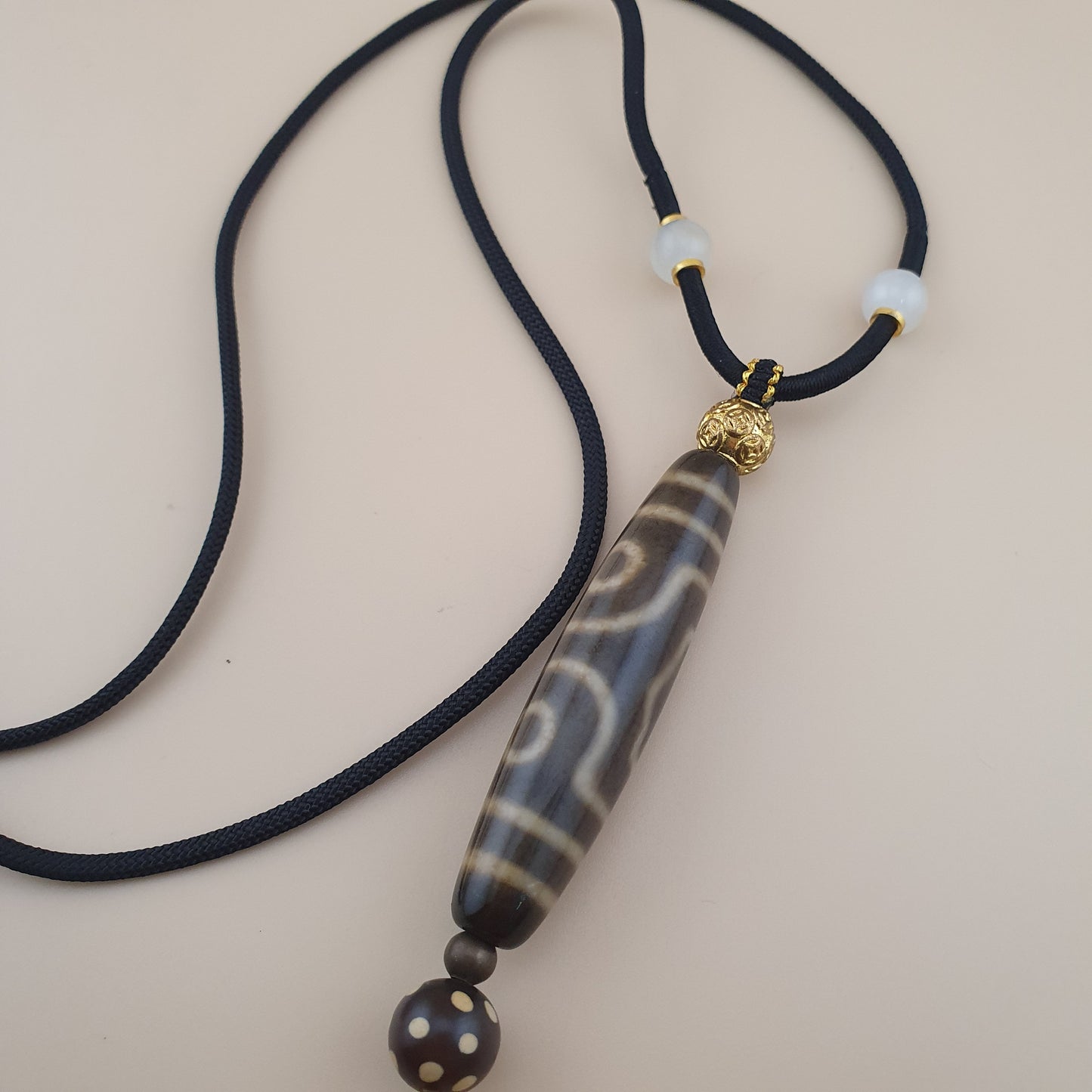 Seltene 3 Augen tibetische Dzi Perle Vintage Achat Talisman Halskette Amulett Anhänger