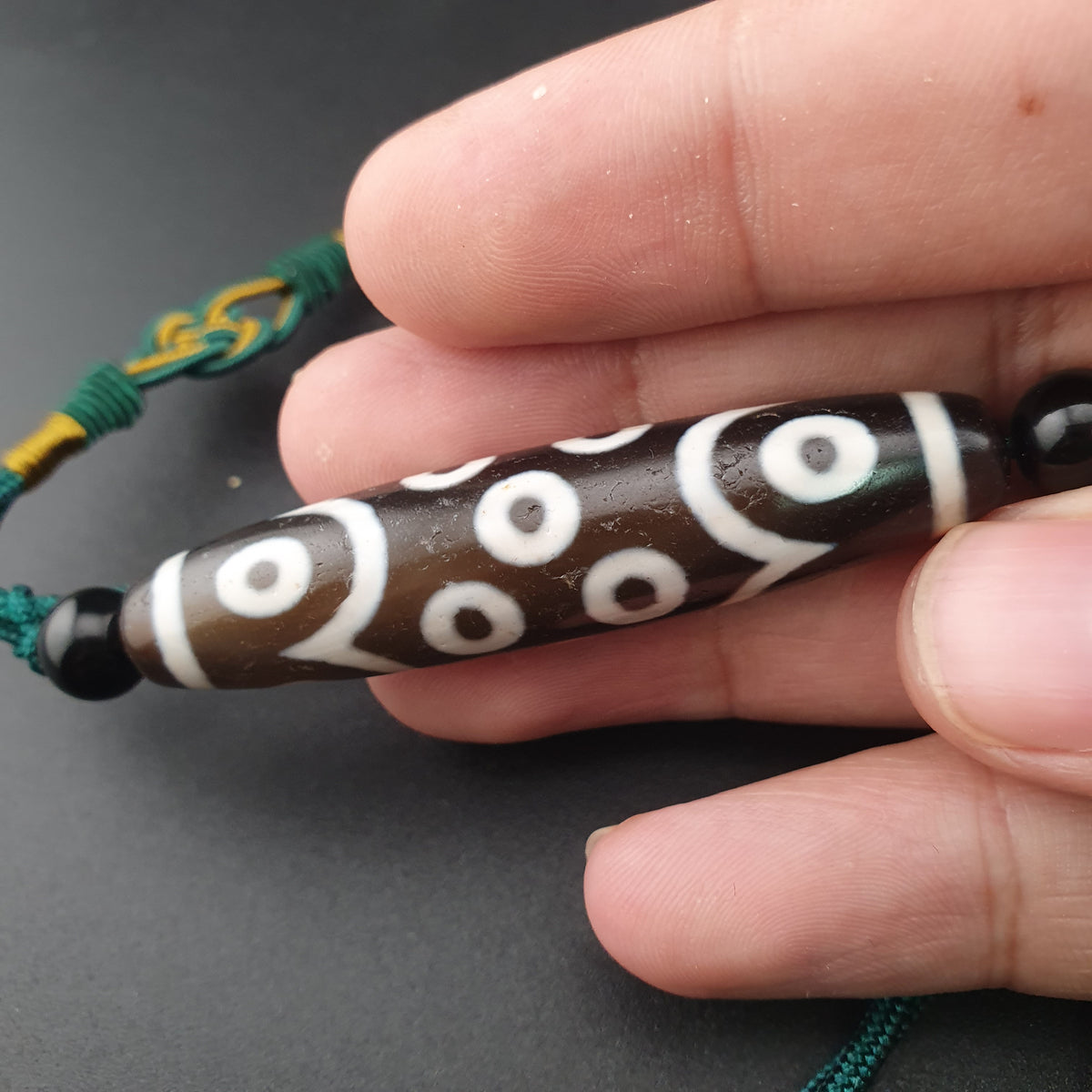 Antike 12-Augen Himalaya Tibet Achat Dzi Perle Amulett Halskette