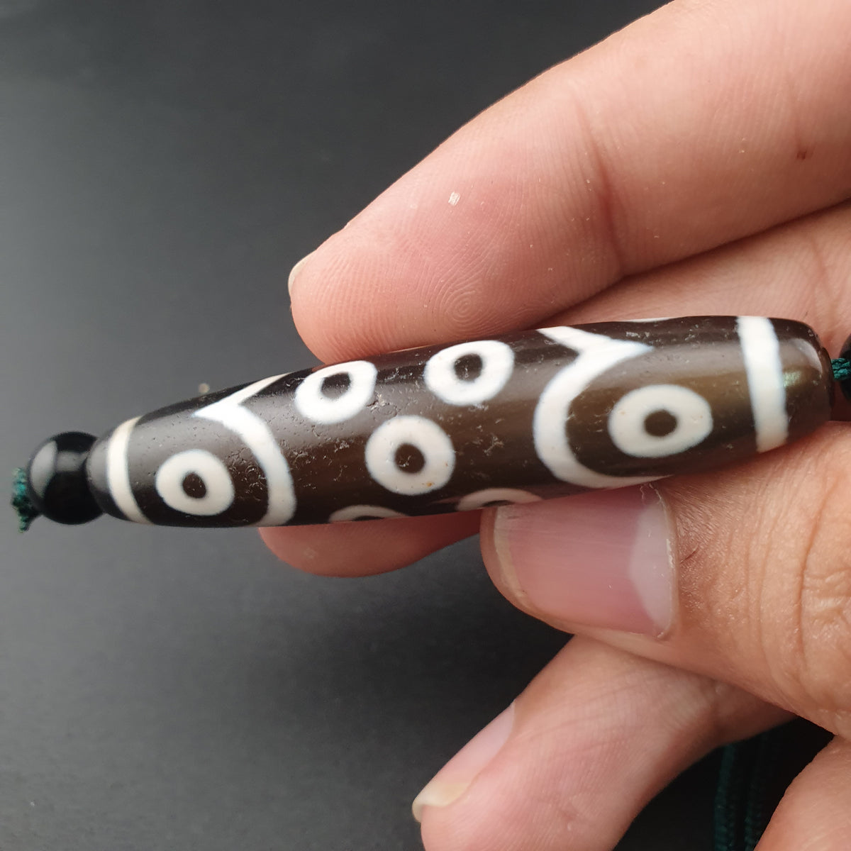 Antike 12-Augen Himalaya Tibet Achat Dzi Perle Amulett Halskette