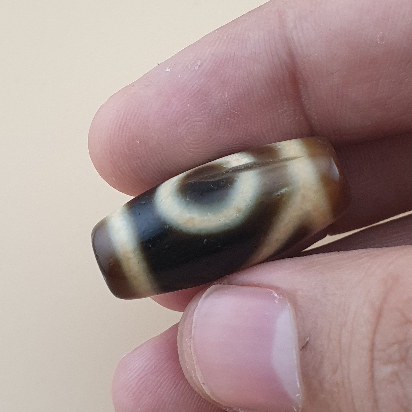 Rare Vintage 1 Eyes Himalayan Tibetan Agate Dzi Bead Unique Pattern Amulet