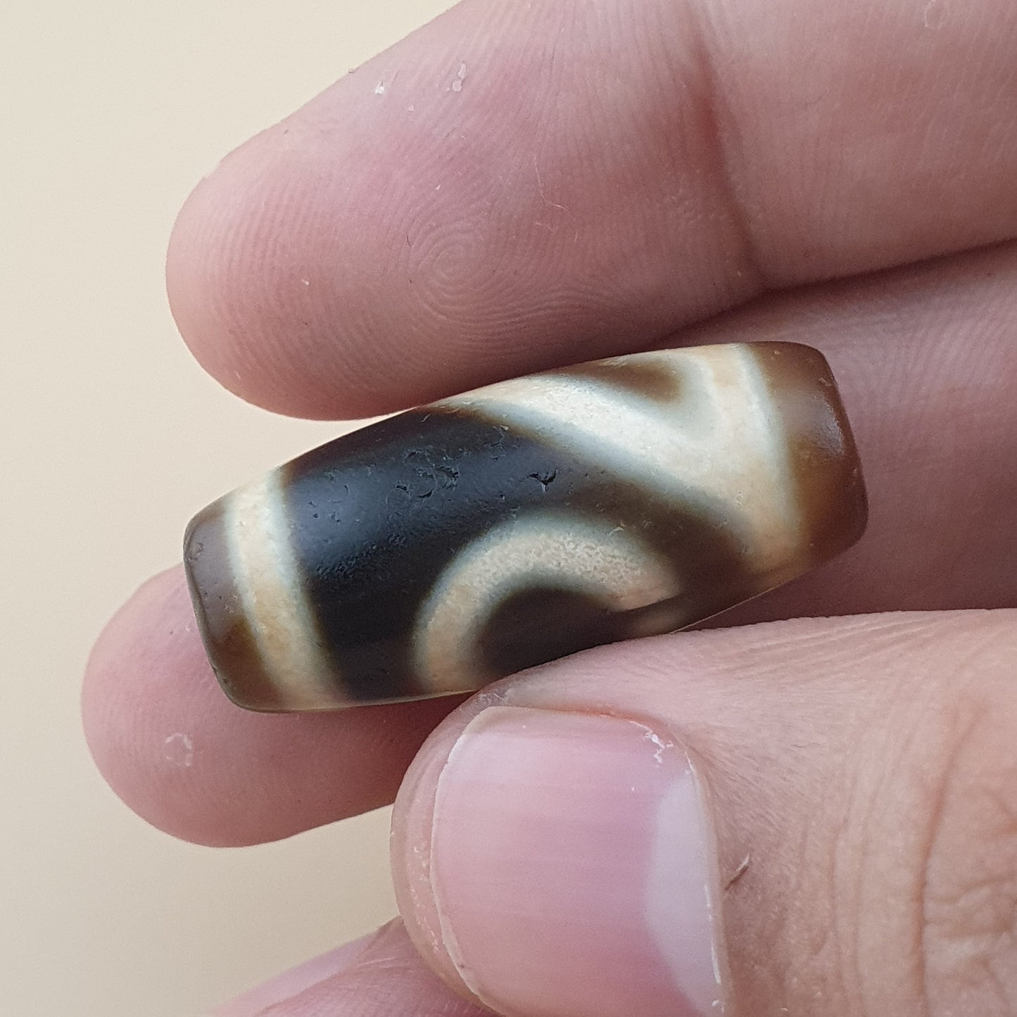 Rare Vintage 1 Eyes Himalayan Tibetan Agate Dzi Bead Unique Pattern Amulet