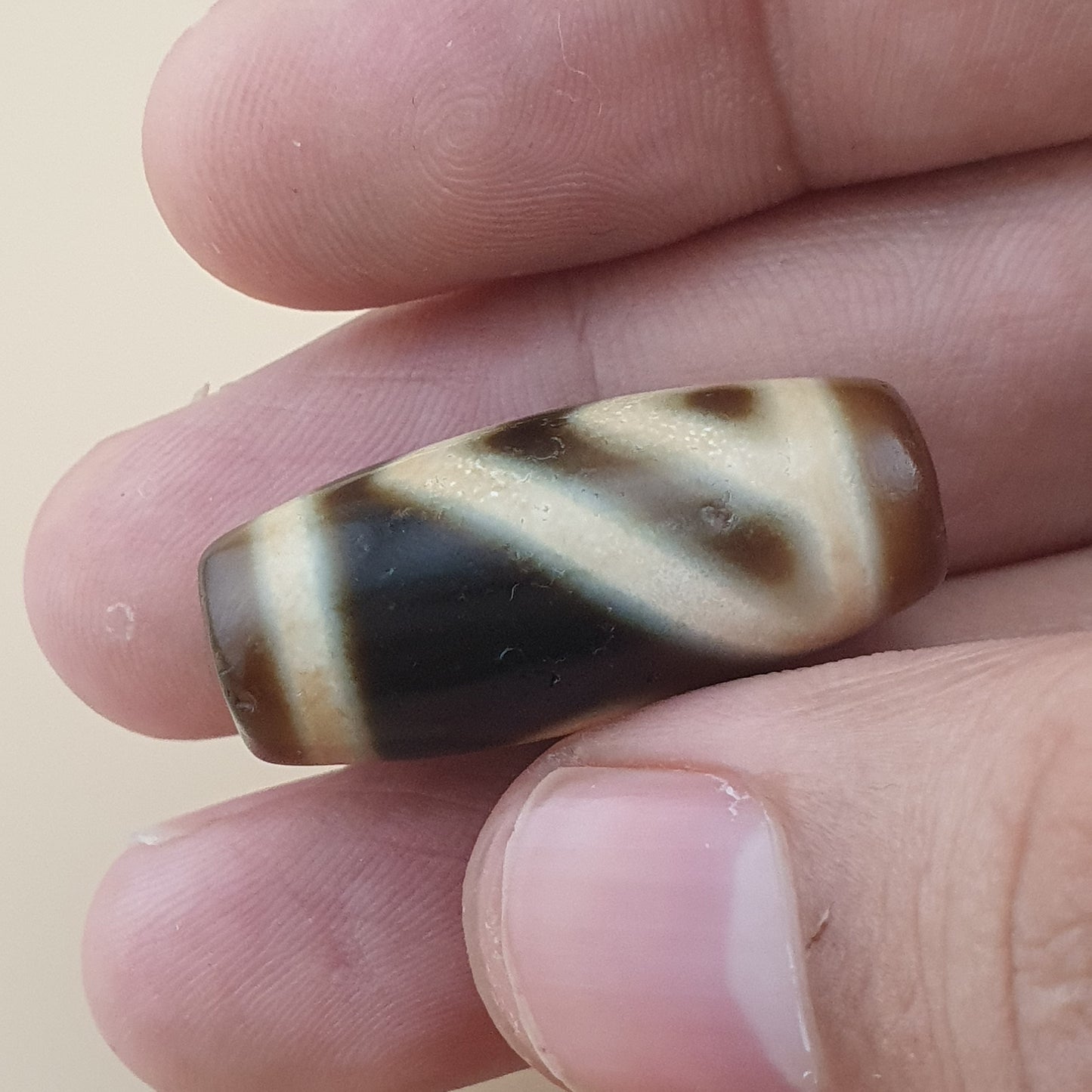 Rare Vintage 1 Eyes Himalayan Tibetan Agate Dzi Bead Unique Pattern Amulet
