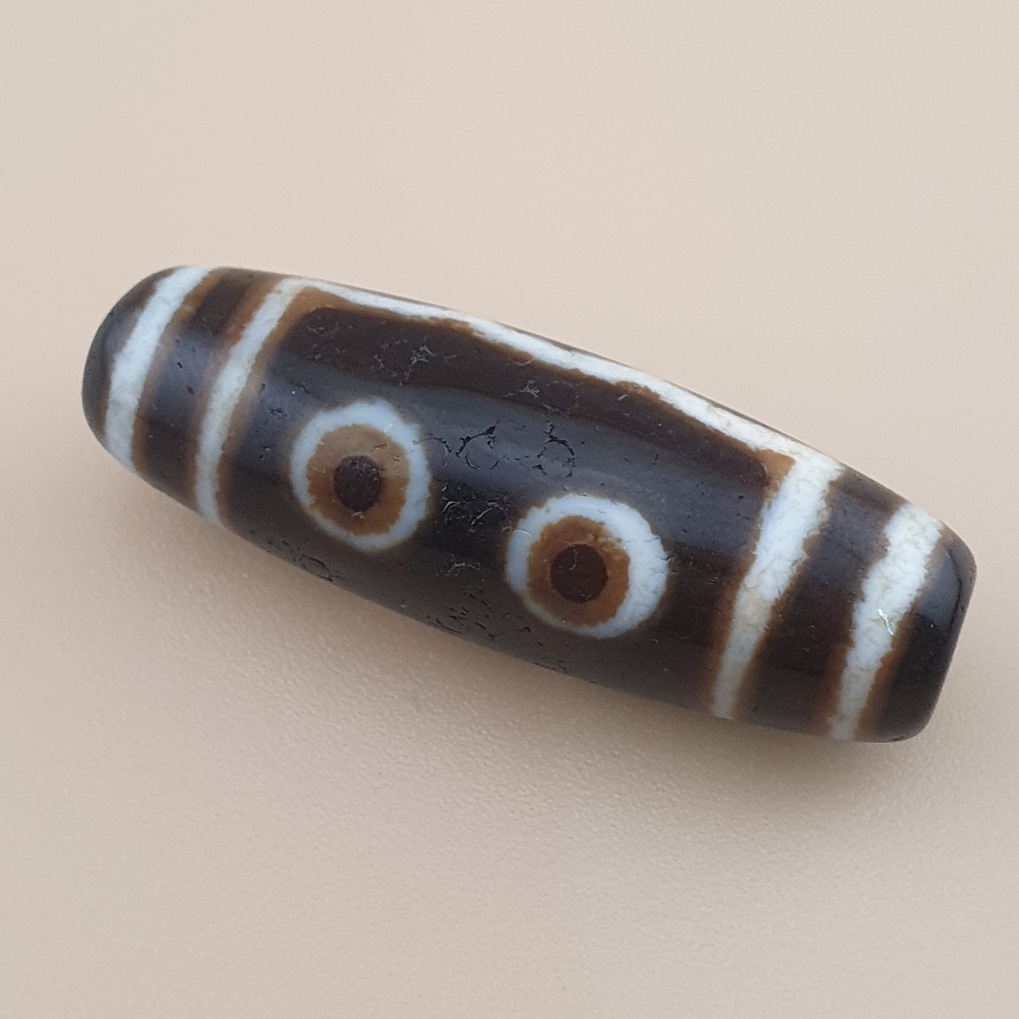 Vintage 5 Eyes Himalayan Tibetan Agate Dzi Bead Amulet Pendant