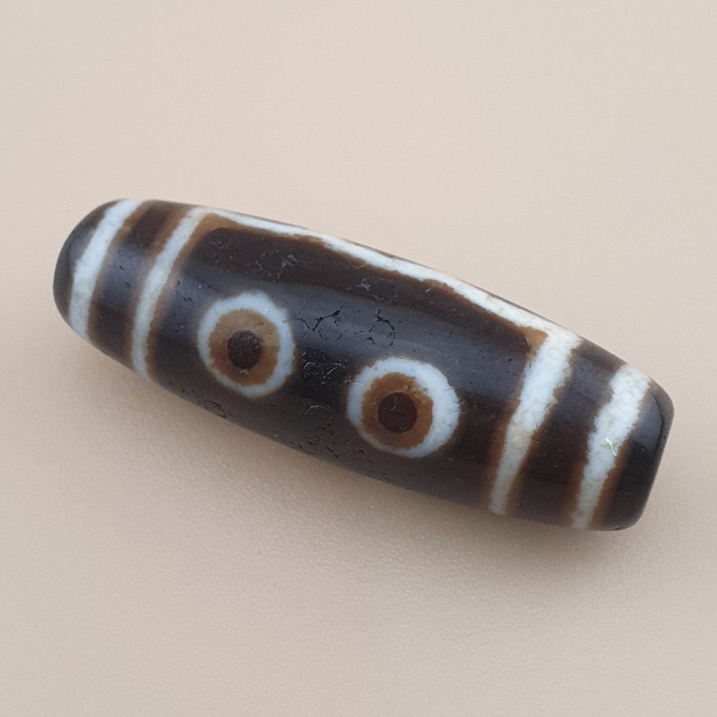 Vintage 5 Eyes Himalayan Tibetan Agate Dzi Bead Amulet Pendant