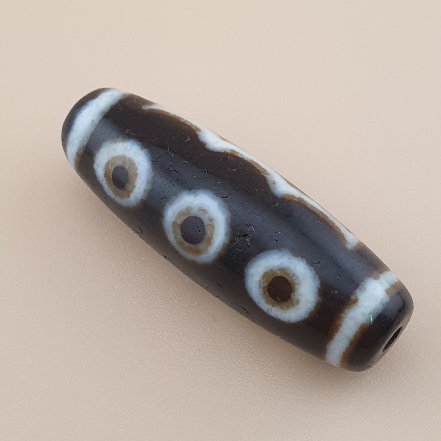 Vintage 5 Eyes Himalayan Tibetan Agate Dzi Bead Amulet Pendant