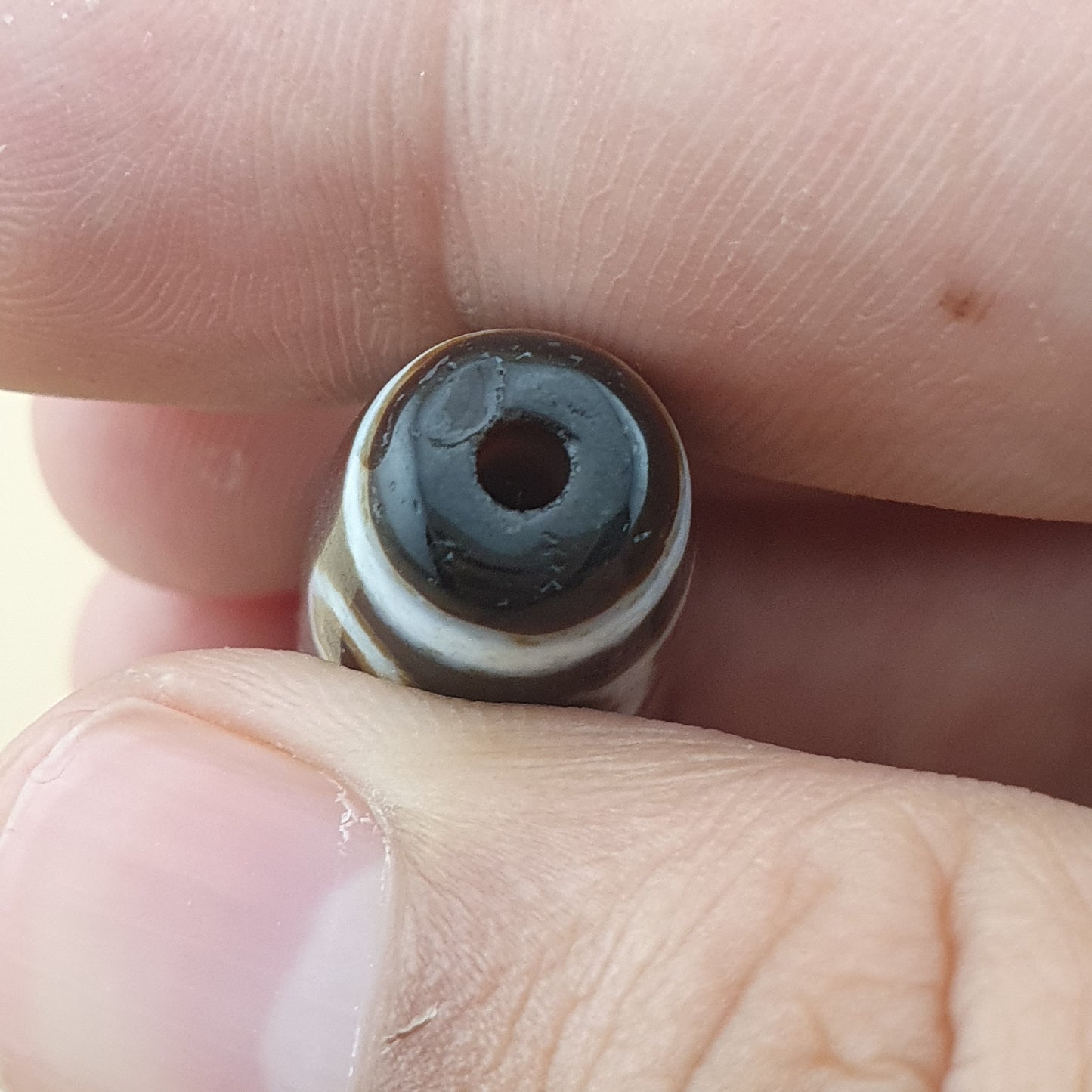 Vintage 5 Eyes Himalayan Tibetan Agate Dzi Bead Amulet Pendant
