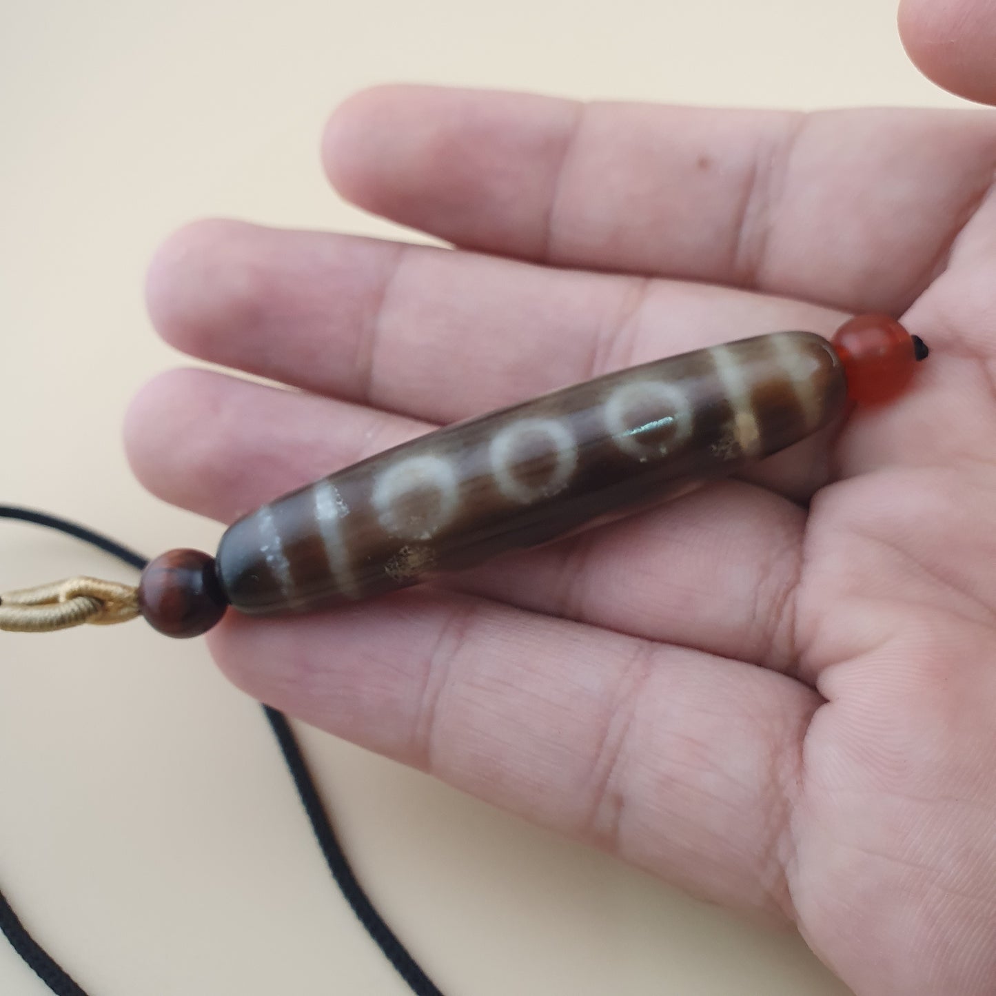 Vintage 5 Eyes Himalayan Tibetan Agate Dzi Bead Amulet