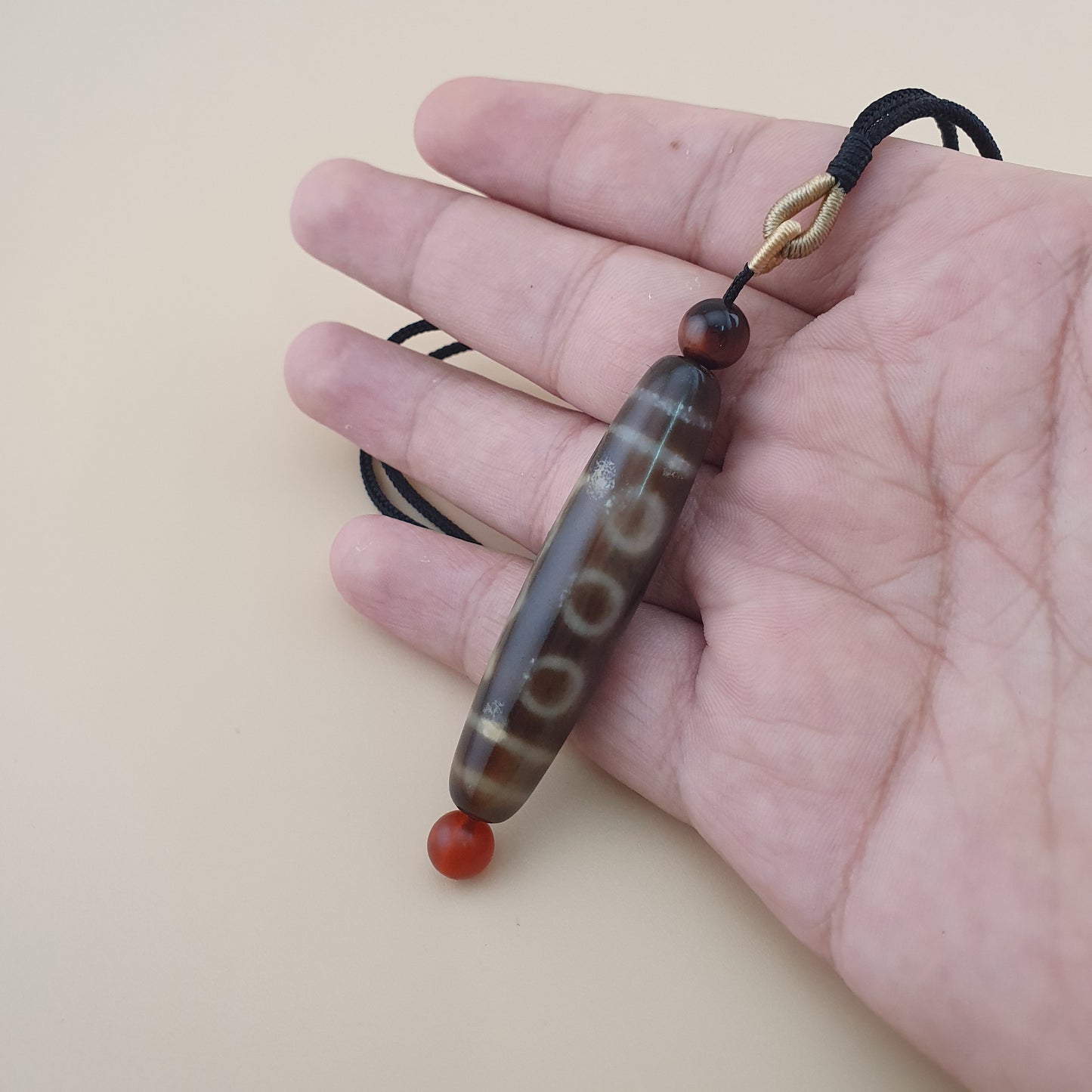 Vintage 5 Eyes Himalayan Tibetan Agate Dzi Bead Amulet