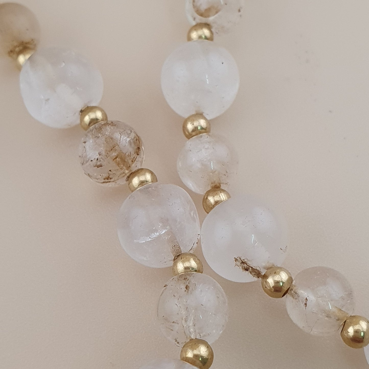 Vintage Himalayan Quartz with Rosary Big Quartz Pendant Beaded Necklace