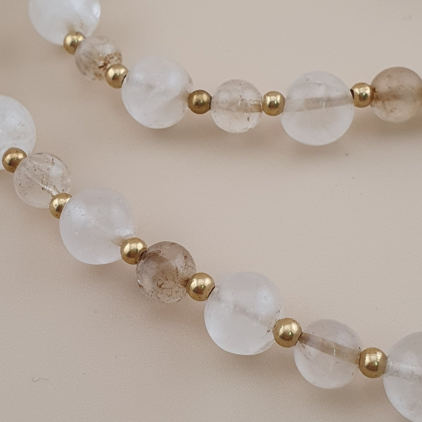 Vintage Himalayan Quartz with Rosary Big Quartz Pendant Beaded Necklace