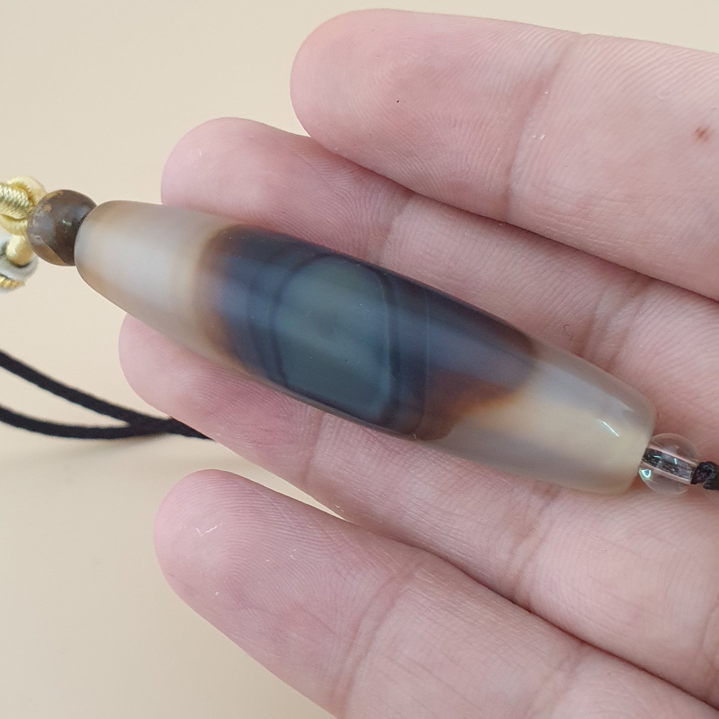Vintage Natural Eyes Yemeni Suliemani Agate Bead Amulet