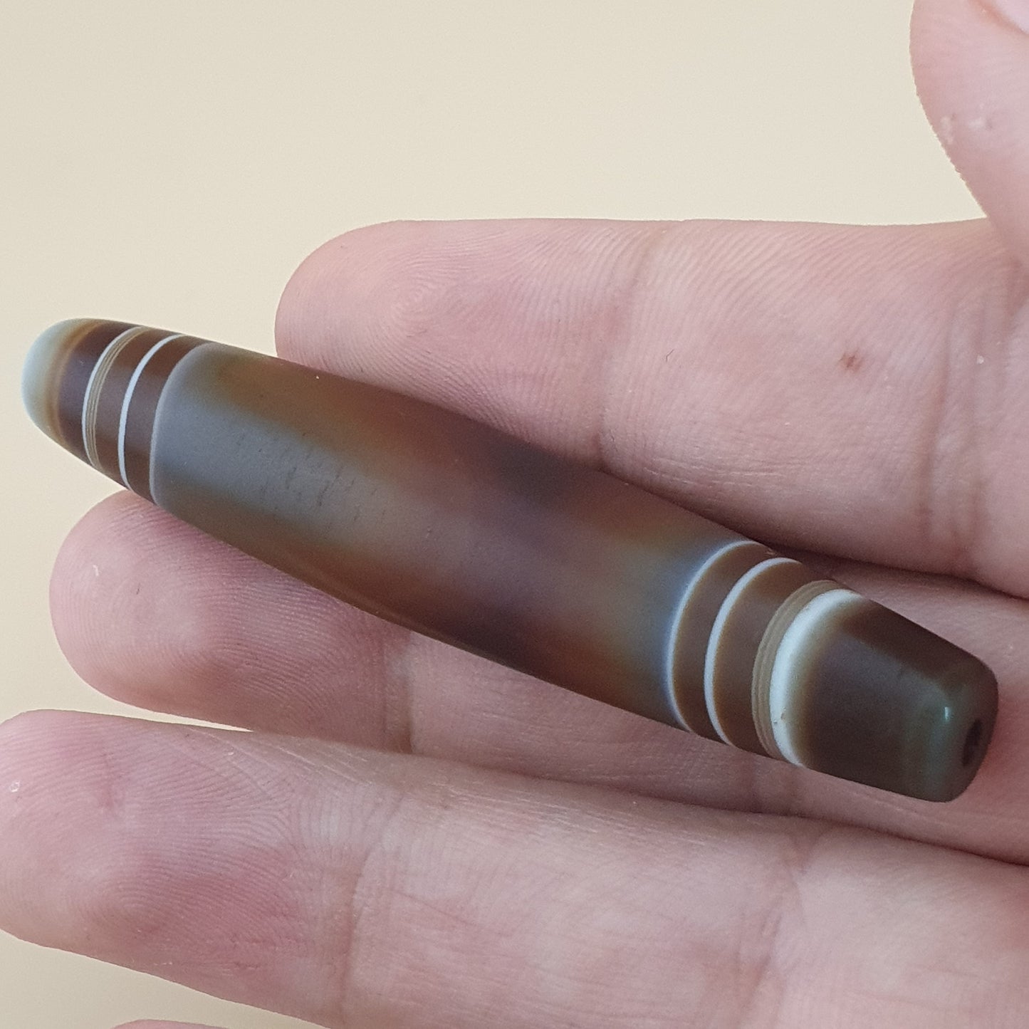 Vintage Yemeni Suliemani Natural Stripe Pattern Agate Bead