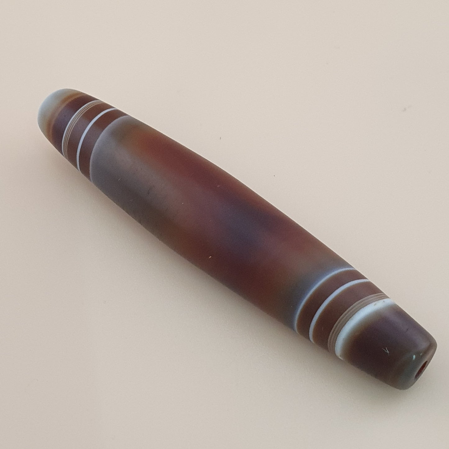 Vintage Yemeni Suliemani Natural Stripe Pattern Agate Bead