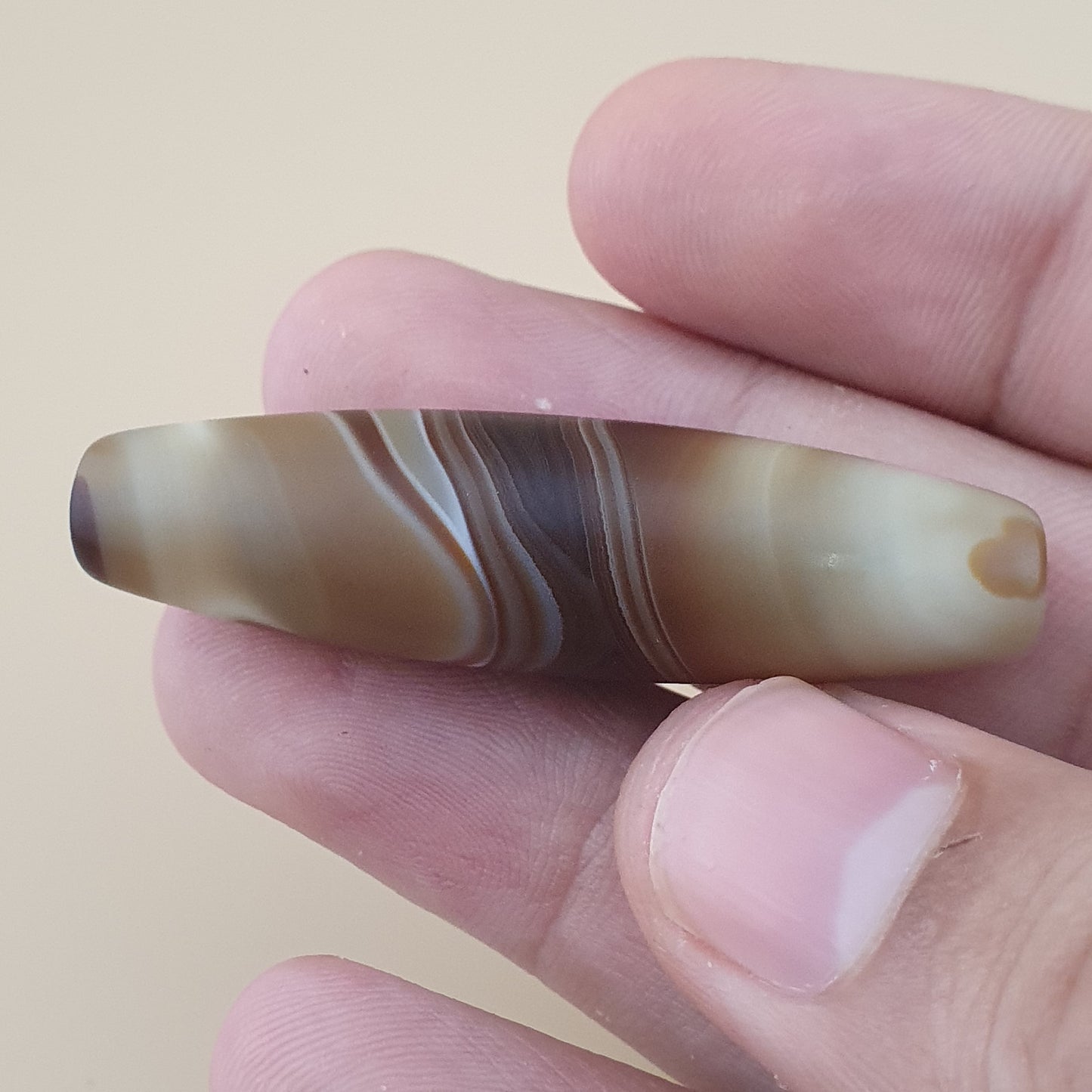 Vintage Middle Eastern Yemeni Suliemani Natural Eye Agate Bead Amulet