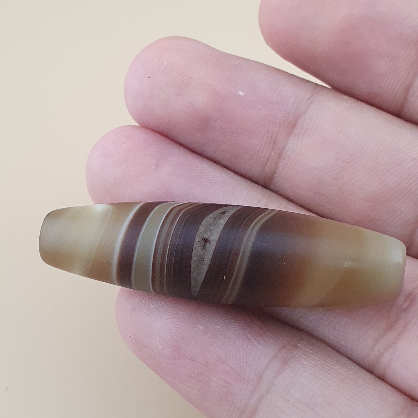 Vintage Middle Eastern Yemeni Suliemani Natural Eye Agate Bead Amulet