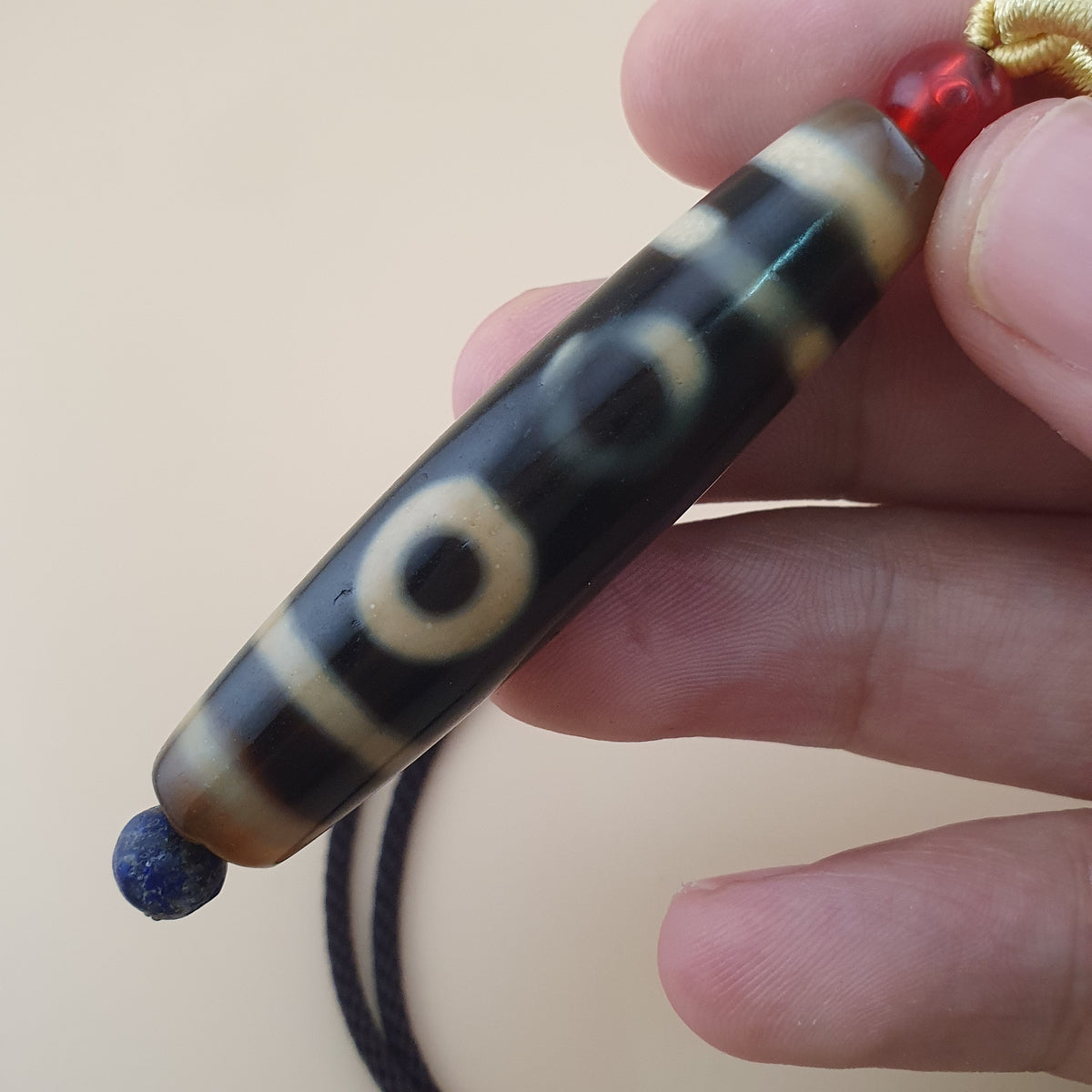 Vintage 5 Eyes Agate Bead Amulet pendant Necklace
