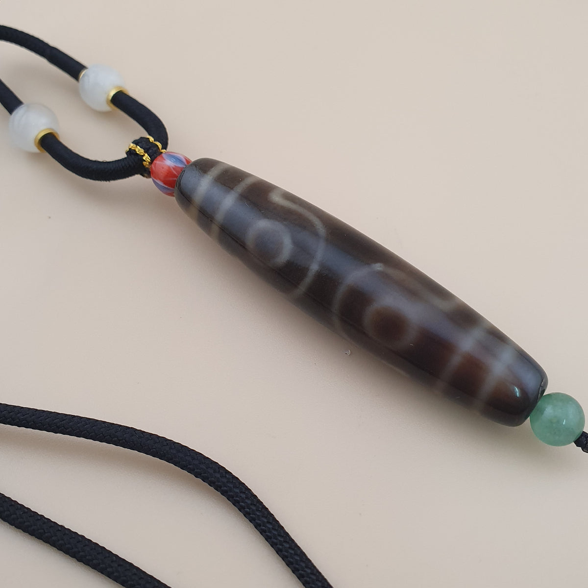 Vintage 7 Eyes Himalayan Tibetan Agate Dzi Bead Amulet