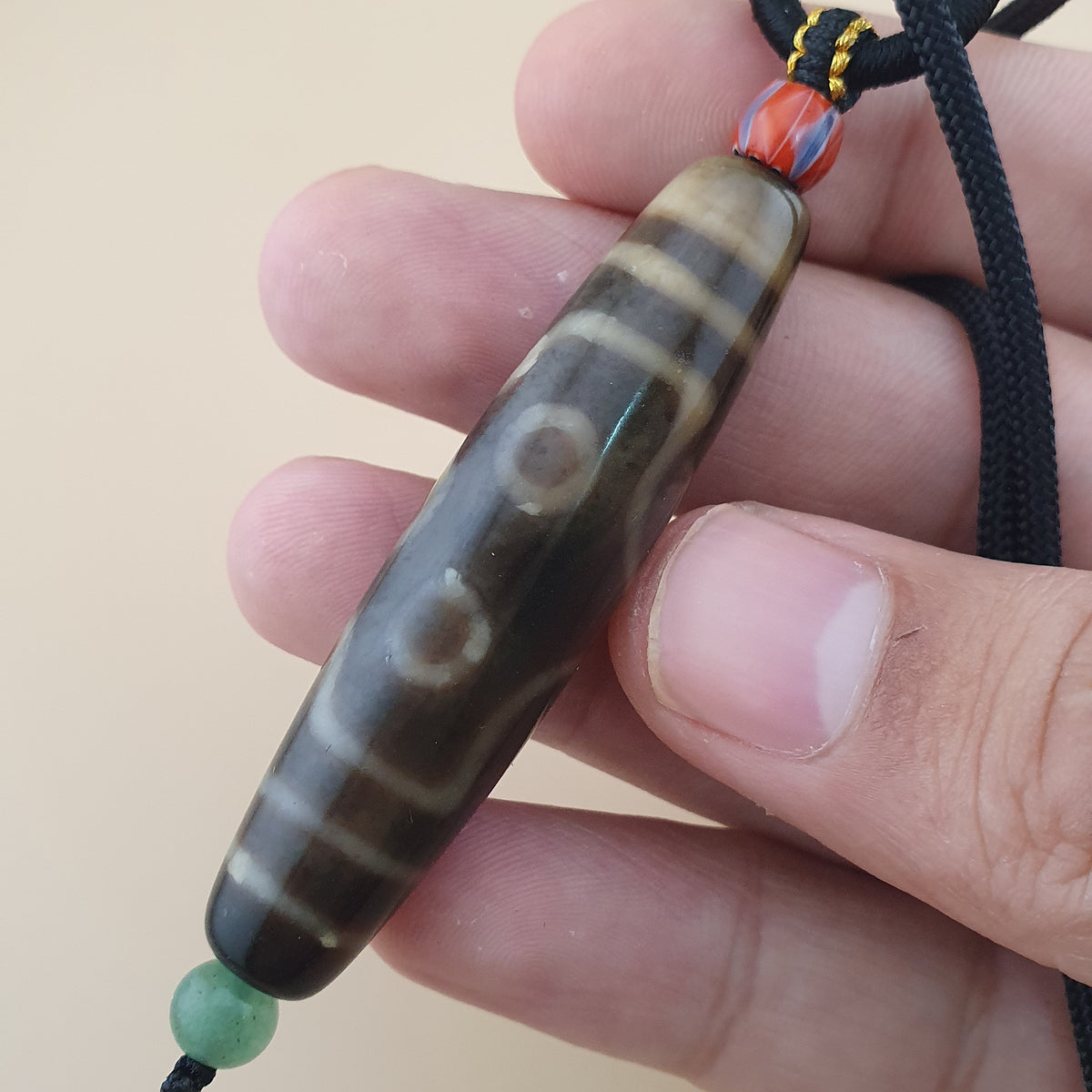 Vintage 7 Eyes Himalayan Tibetan Agate Dzi Bead Amulet