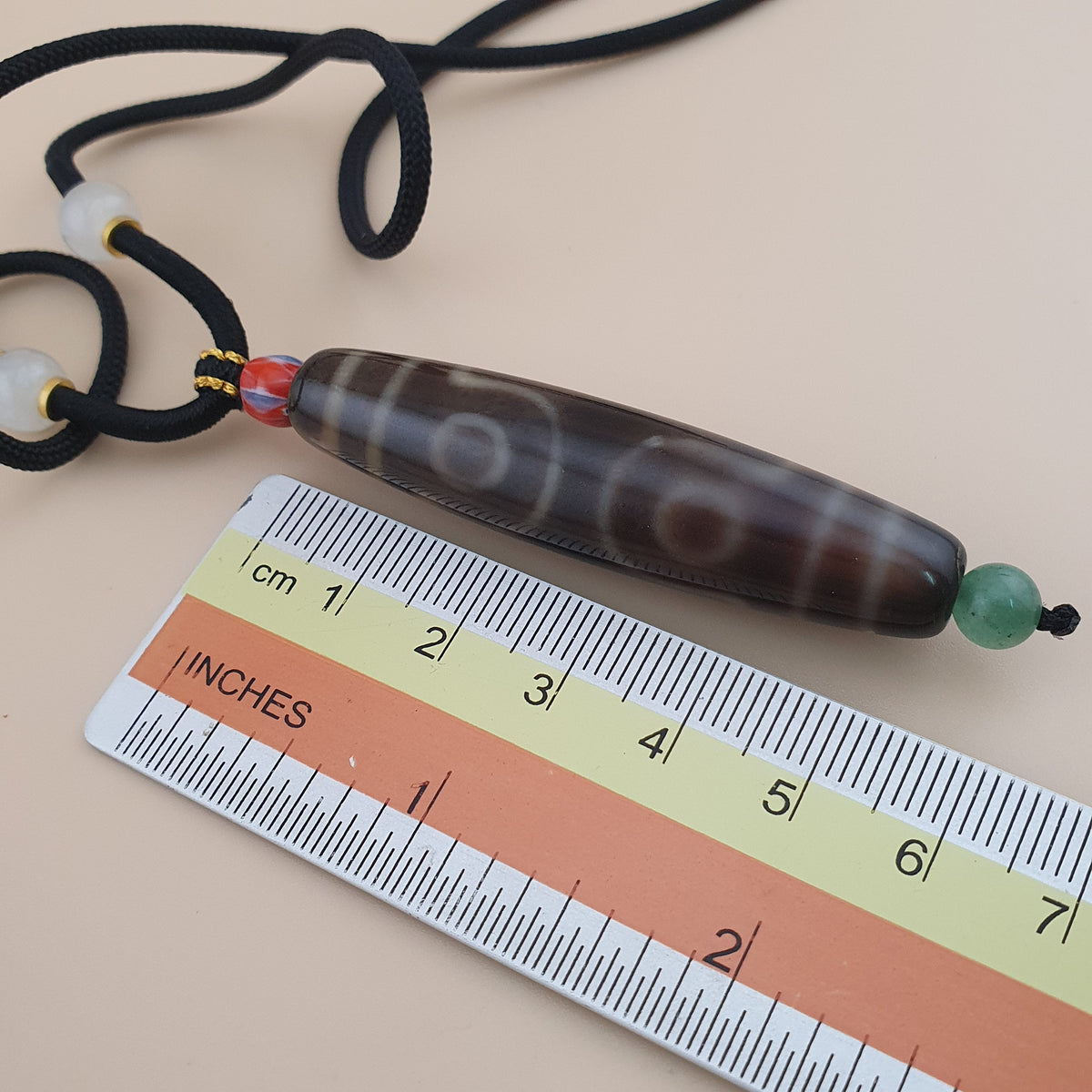 Vintage 7 Eyes Himalayan Tibetan Agate Dzi Bead Amulet