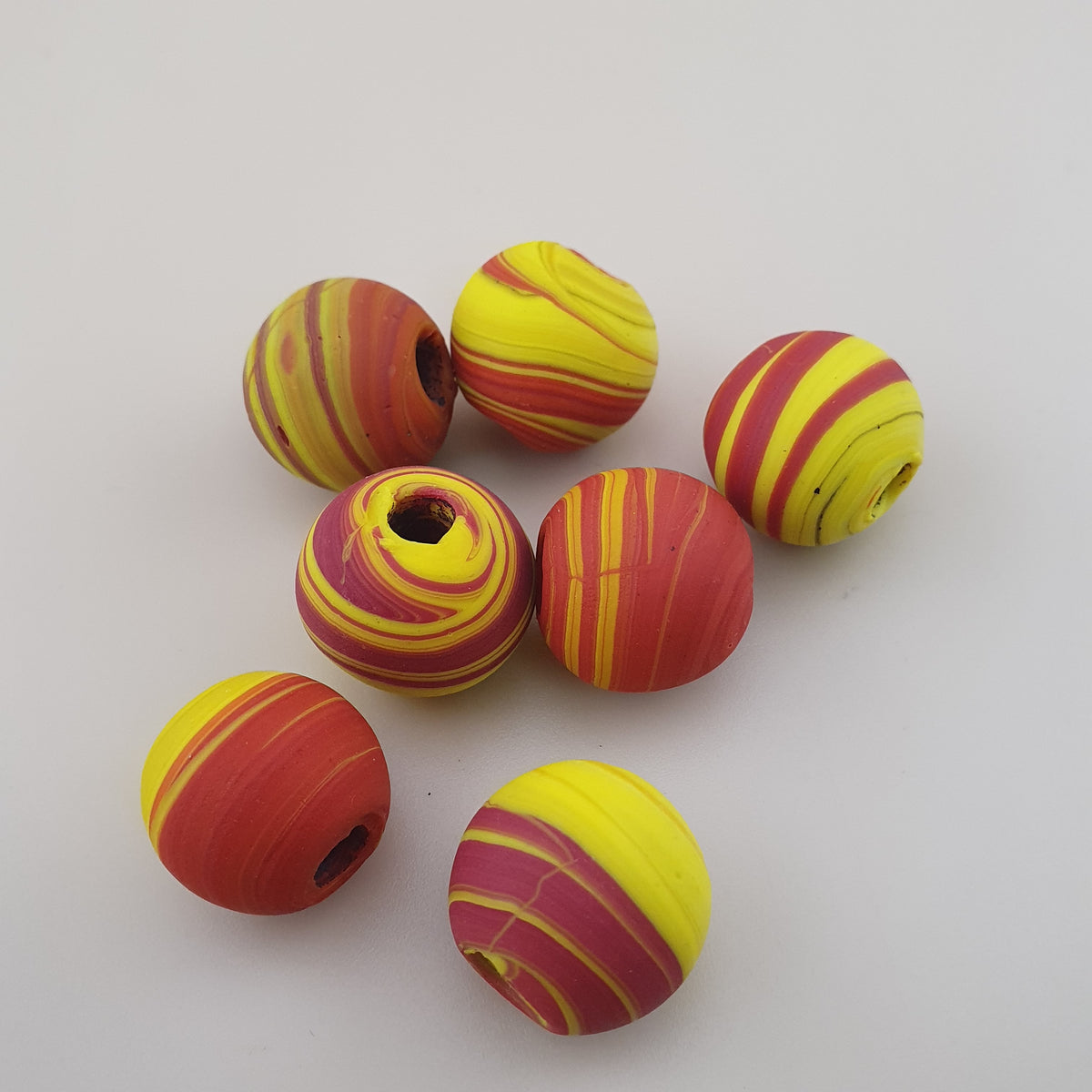 Vintage African Style yellow Red Glass Lot of 7