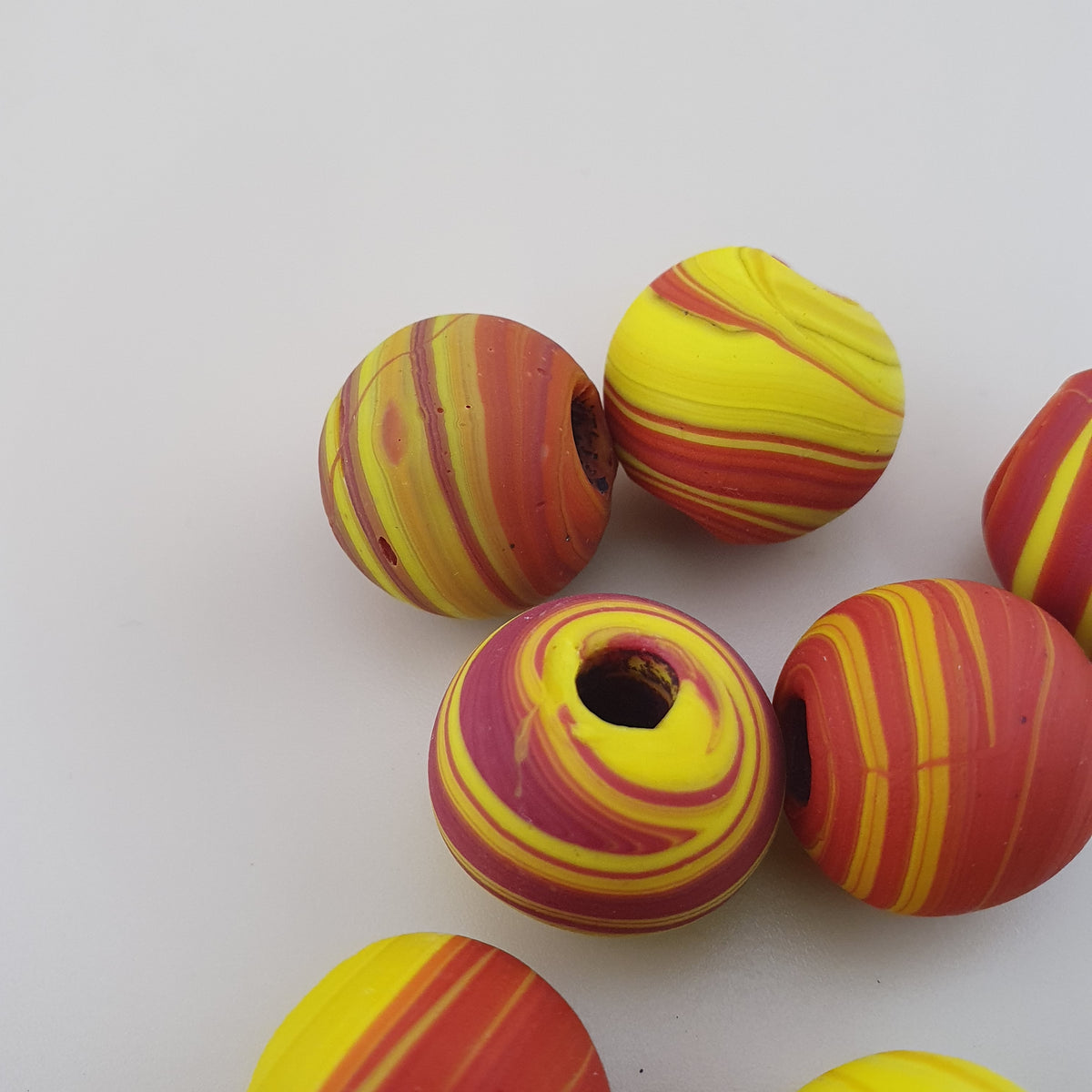 Vintage African Style yellow Red Glass Lot of 7