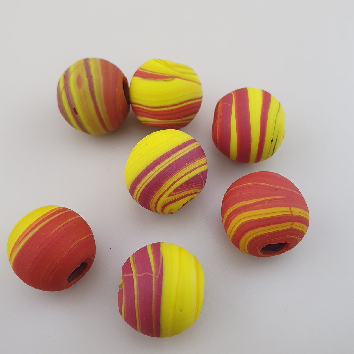Vintage African Style yellow Red Glass Lot of 7