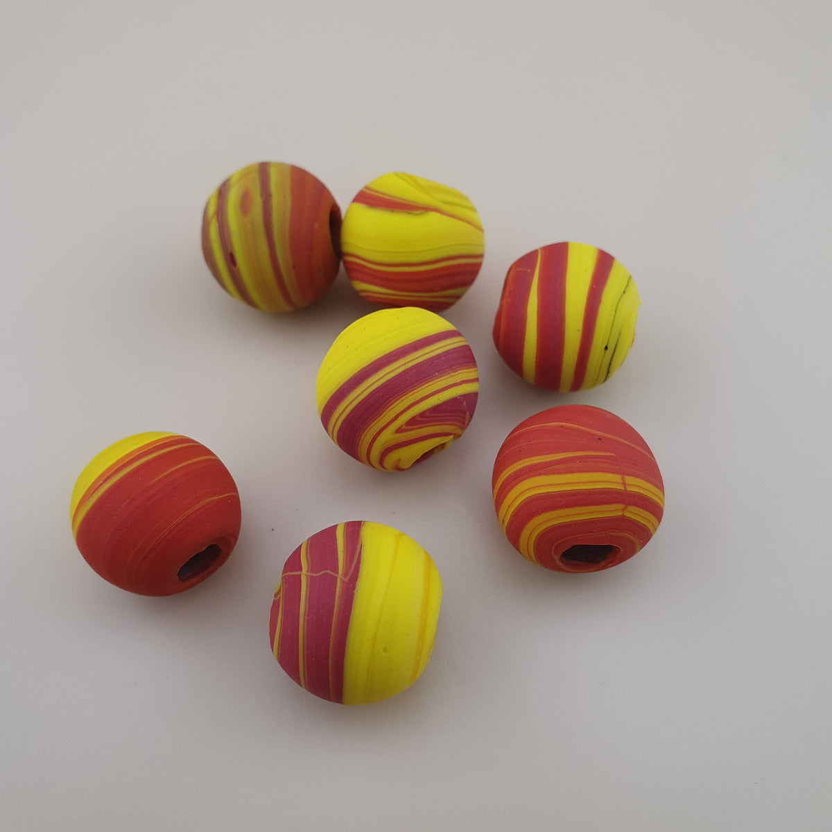 Vintage African Style yellow Red Glass Lot of 7
