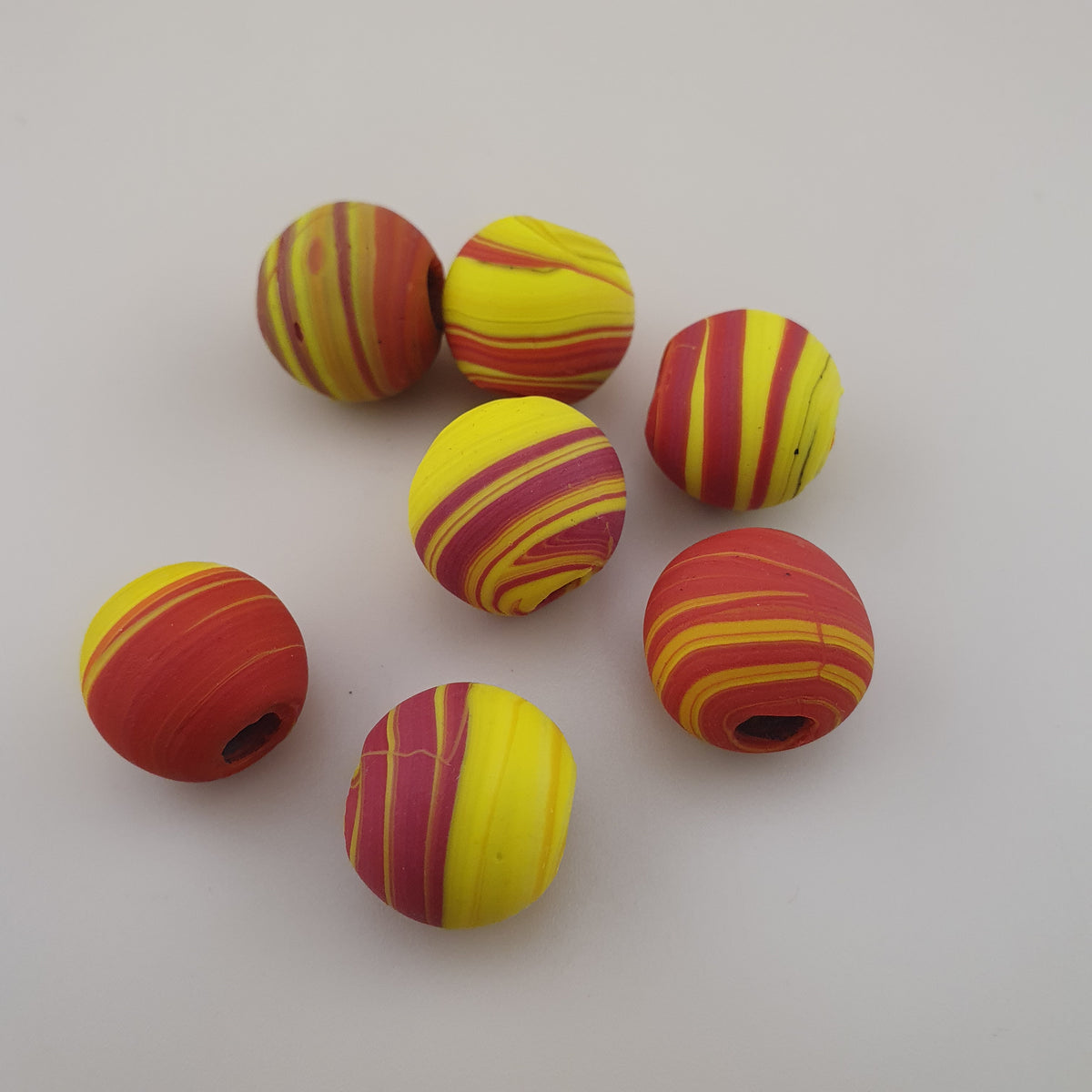 Vintage African Style yellow Red Glass Lot of 7
