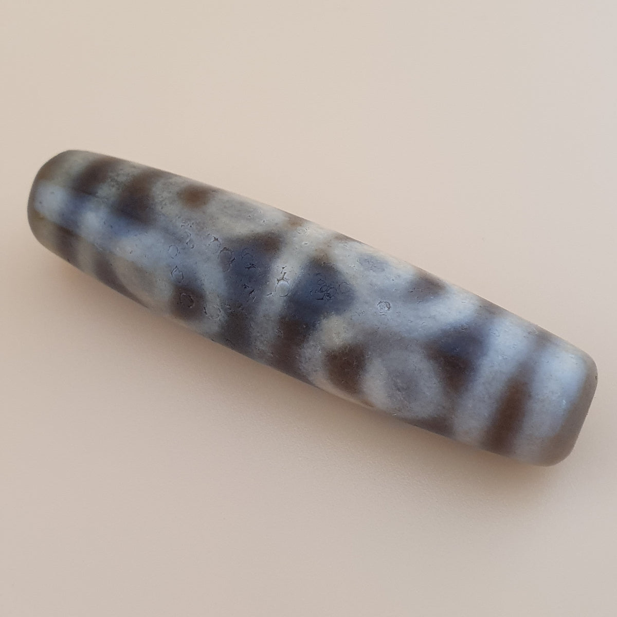 Perle Dzi en Agate du Tibet, Motif Unique, 8 Yeux, Vintage