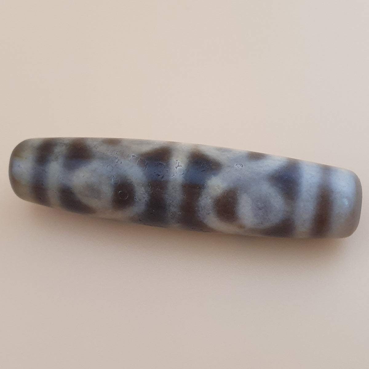 Perle Dzi en Agate du Tibet, Motif Unique, 8 Yeux, Vintage