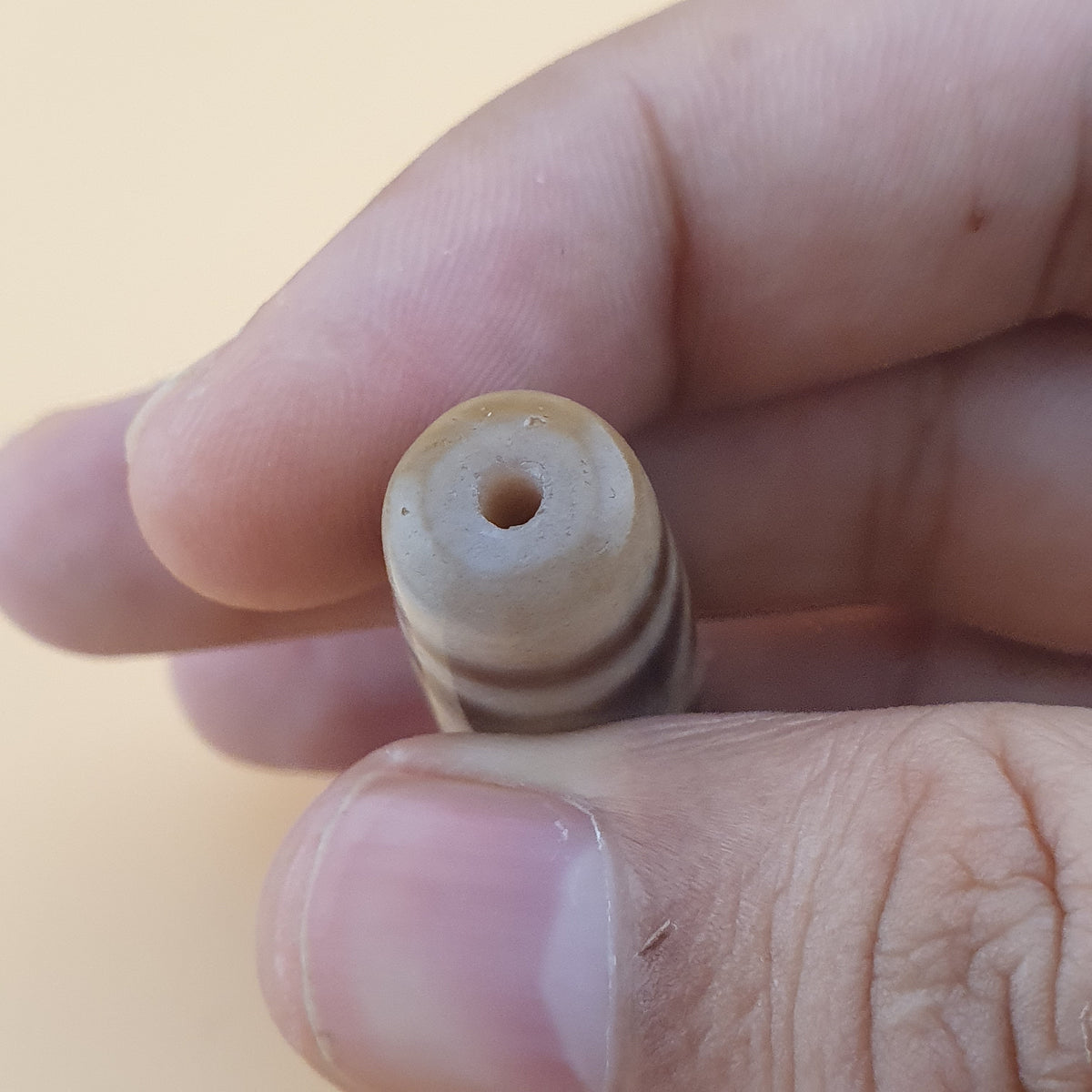 Perle Dzi en Agate du Tibet, Motif Unique, 8 Yeux, Vintage