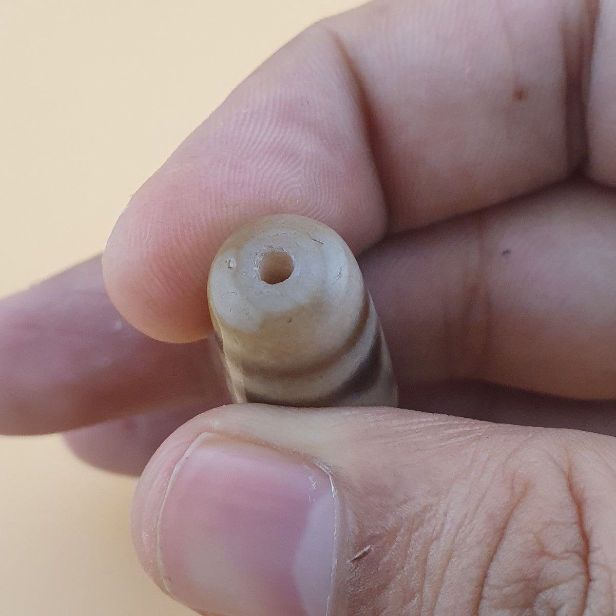 Perle Dzi en Agate du Tibet, Motif Unique, 8 Yeux, Vintage
