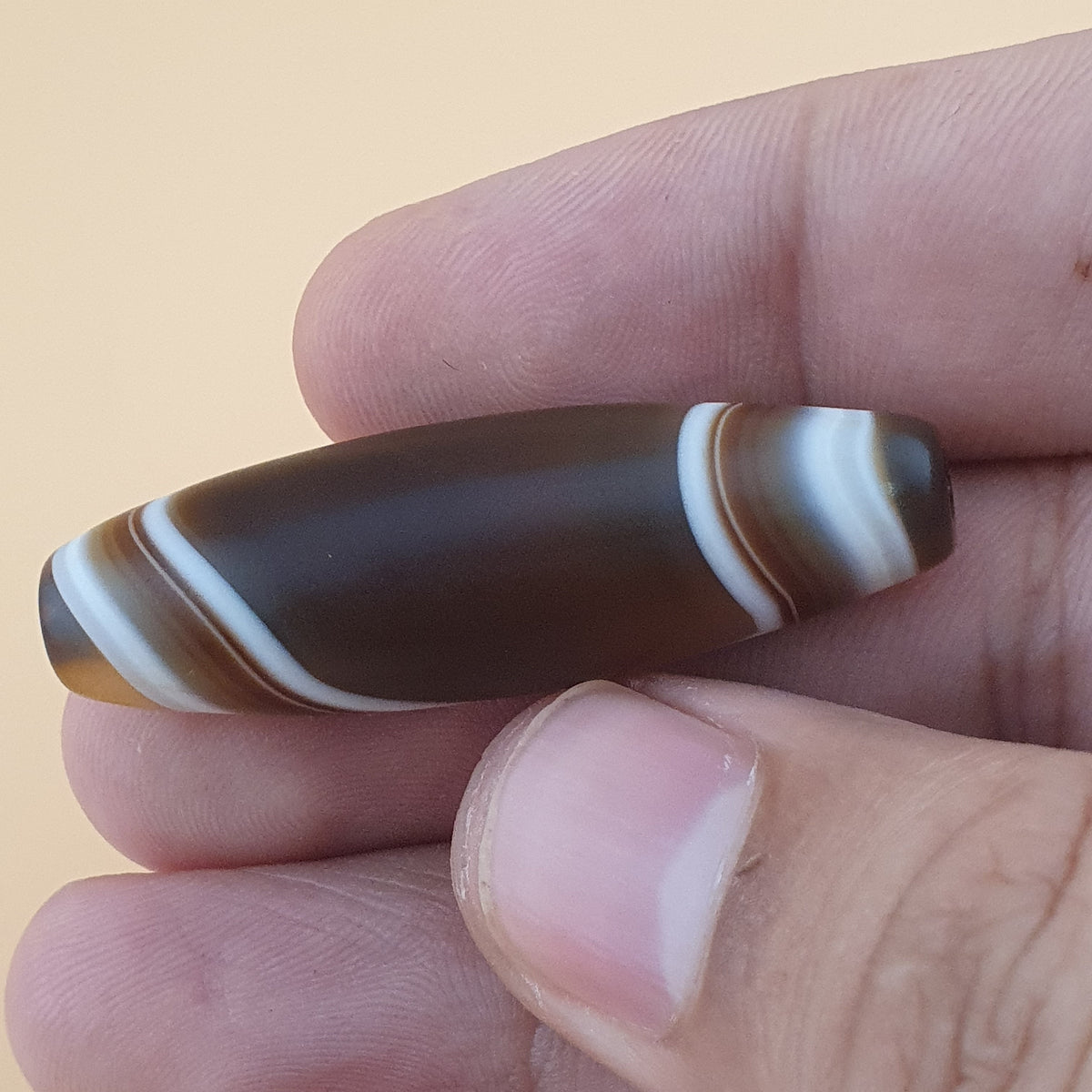 Amulette de perles d'agate oculaire naturelle Suliemani vintage du Yémen
