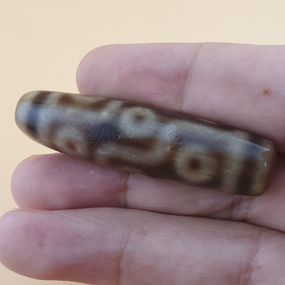 Vintage 9-Augen Himalaya-Tibet-Achat-Dzi-Perlen-Amulett