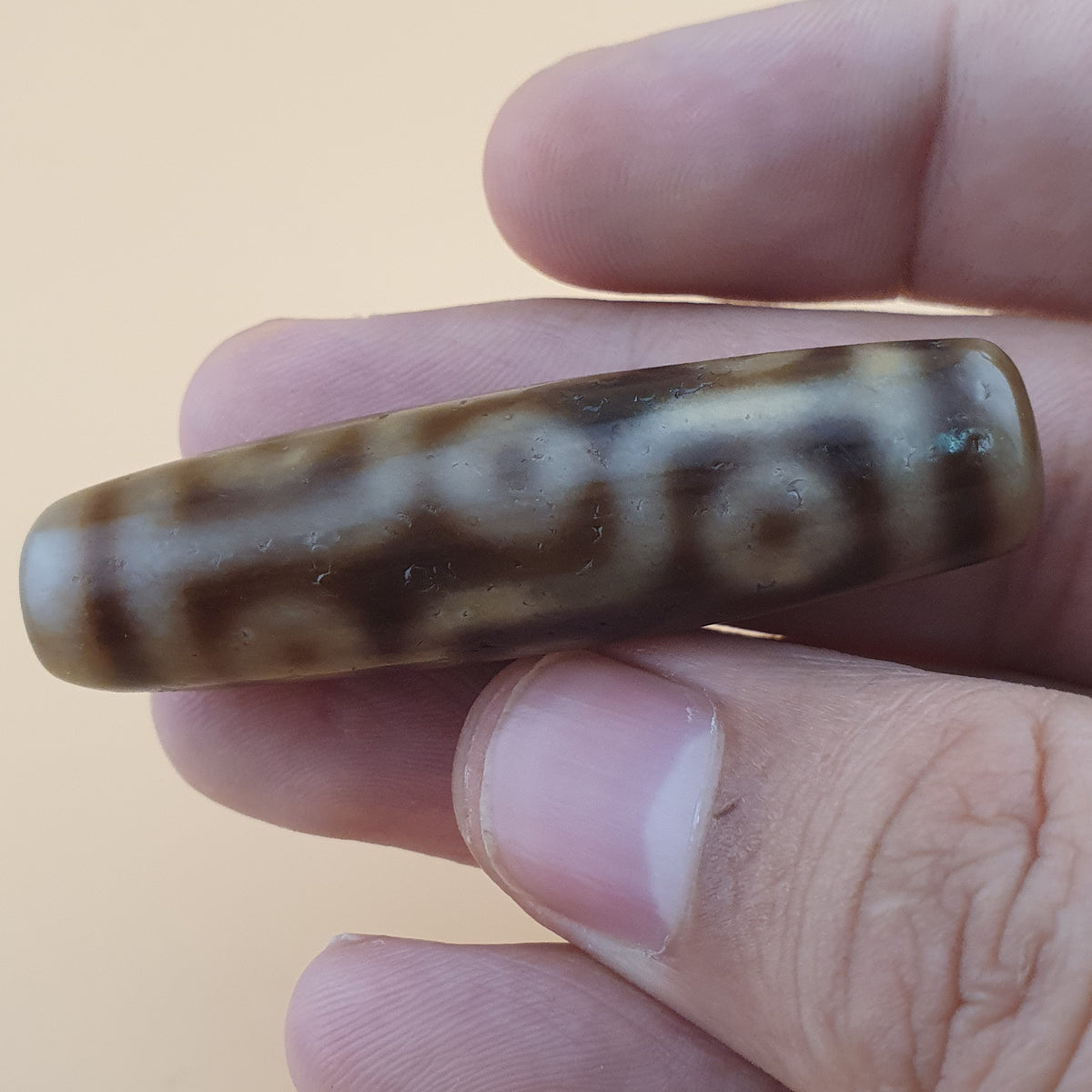 Vintage 9-Augen Himalaya-Tibet-Achat-Dzi-Perlen-Amulett
