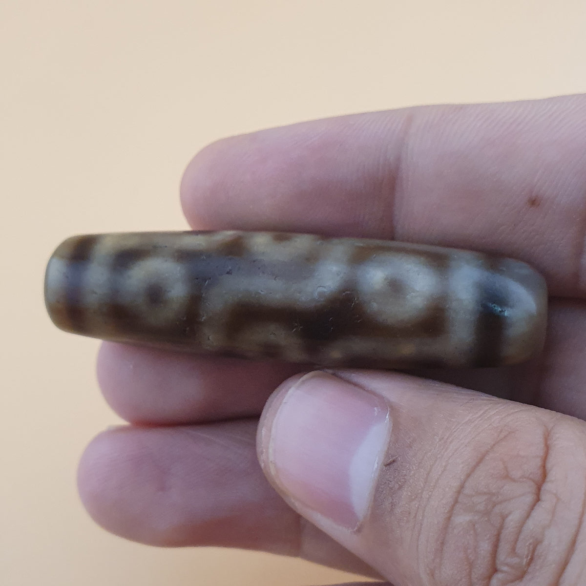 Vintage 9-Augen Himalaya-Tibet-Achat-Dzi-Perlen-Amulett