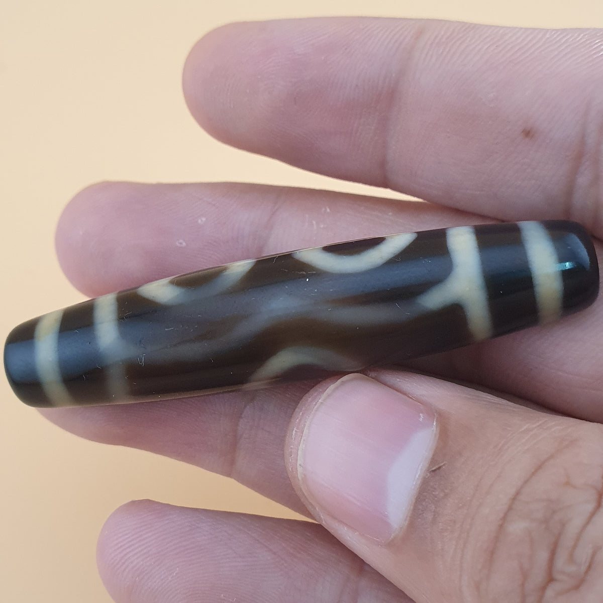 Vintage Himalayan Tibetan 3 Eyes Dzi Agate Bead Amulet