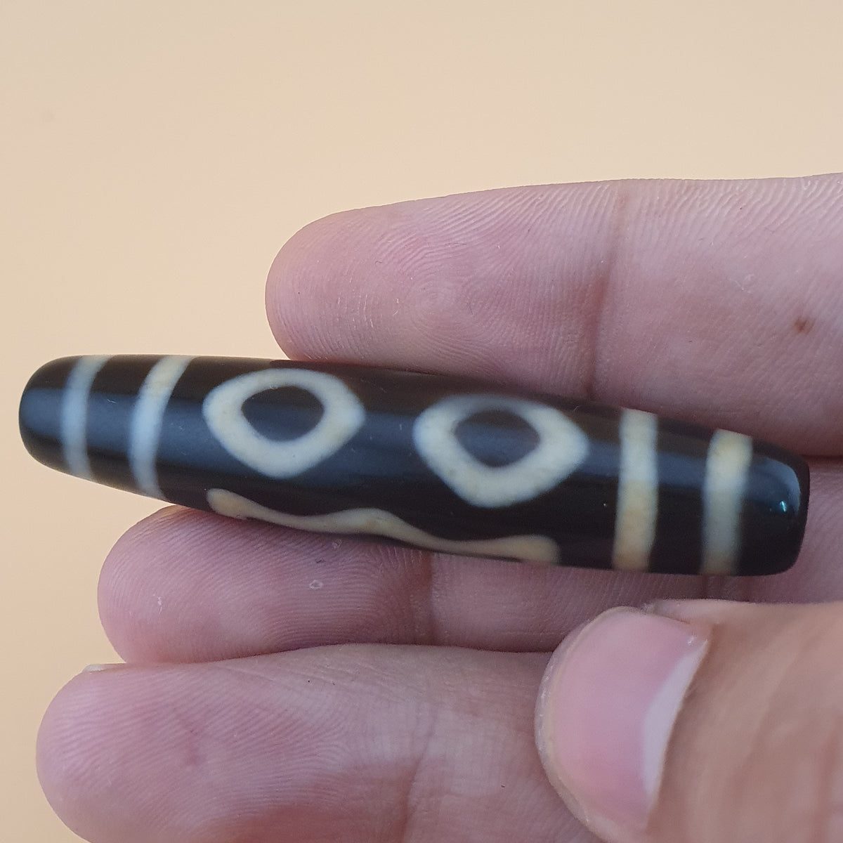 Vintage Himalayan Tibetan 3 Eyes Dzi Agate Bead Amulet