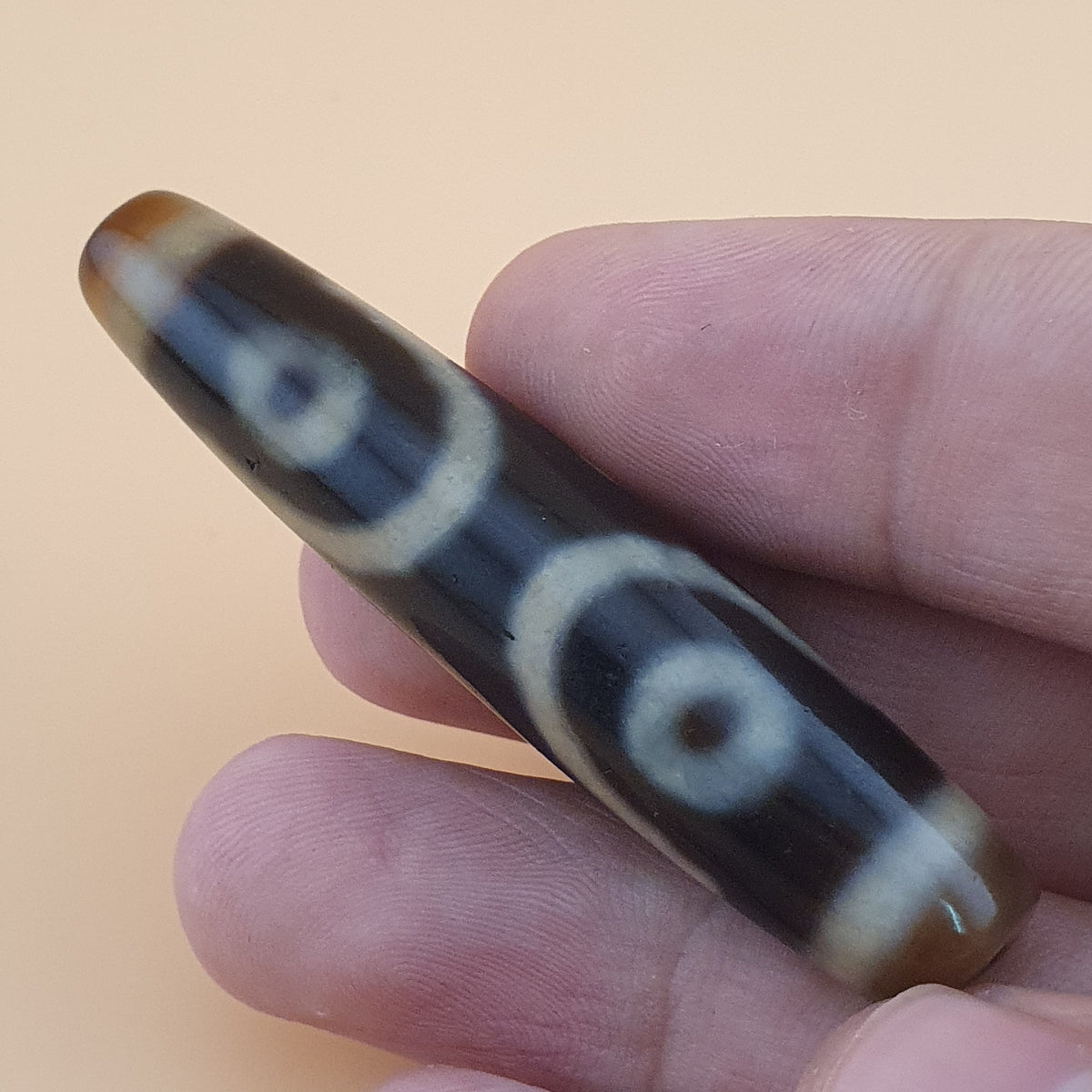 Vintage 3 Eyes Himalayan Tibetan Agate Dzi Bead Amulet