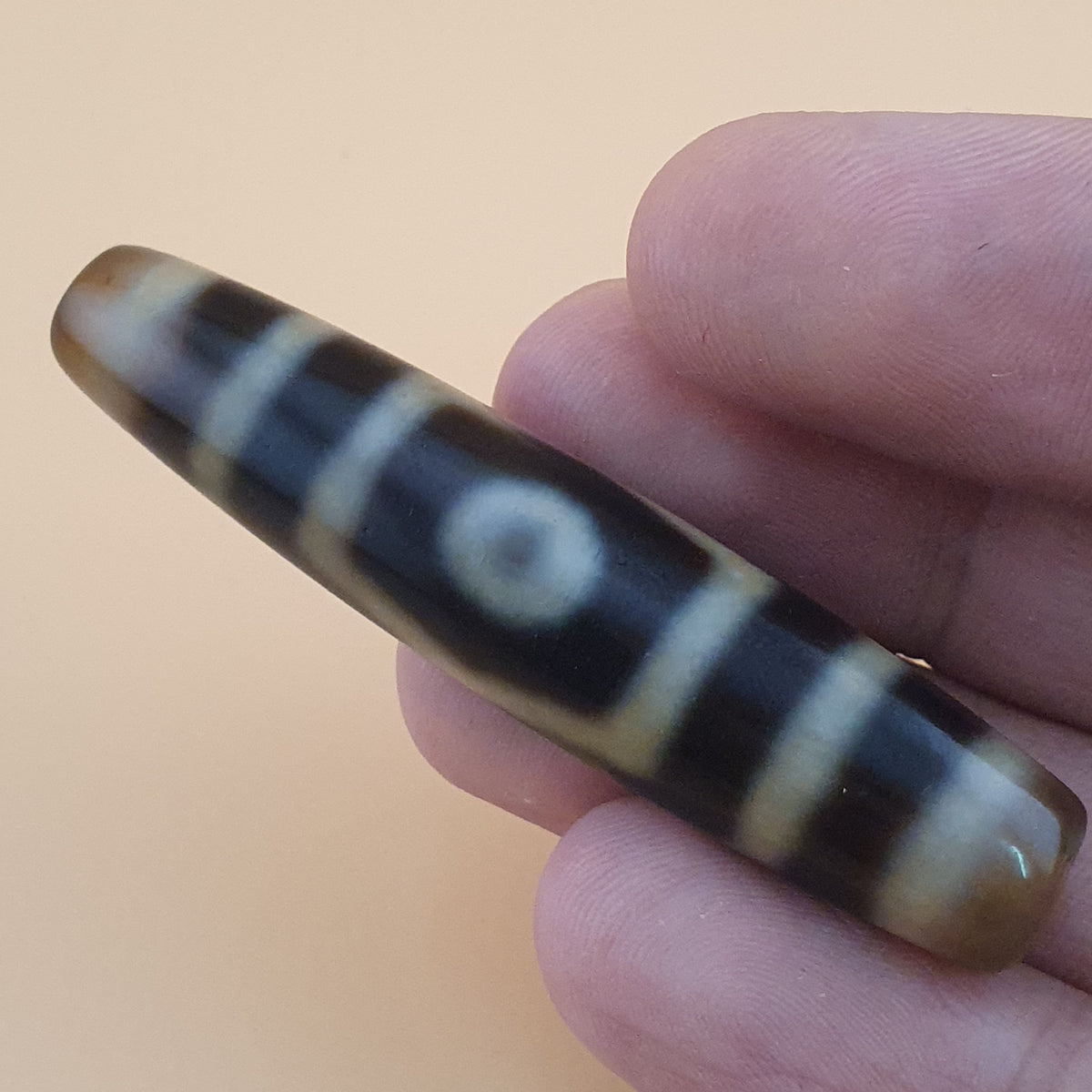 Vintage 3 Eyes Himalayan Tibetan Agate Dzi Bead Amulet