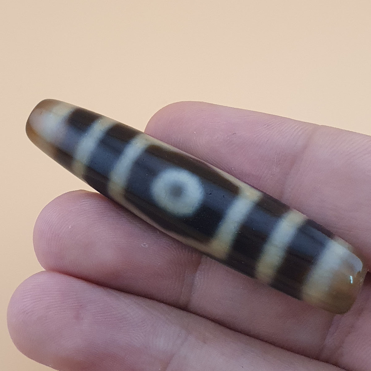 Vintage 3 Eyes Himalayan Tibetan Agate Dzi Bead Amulet