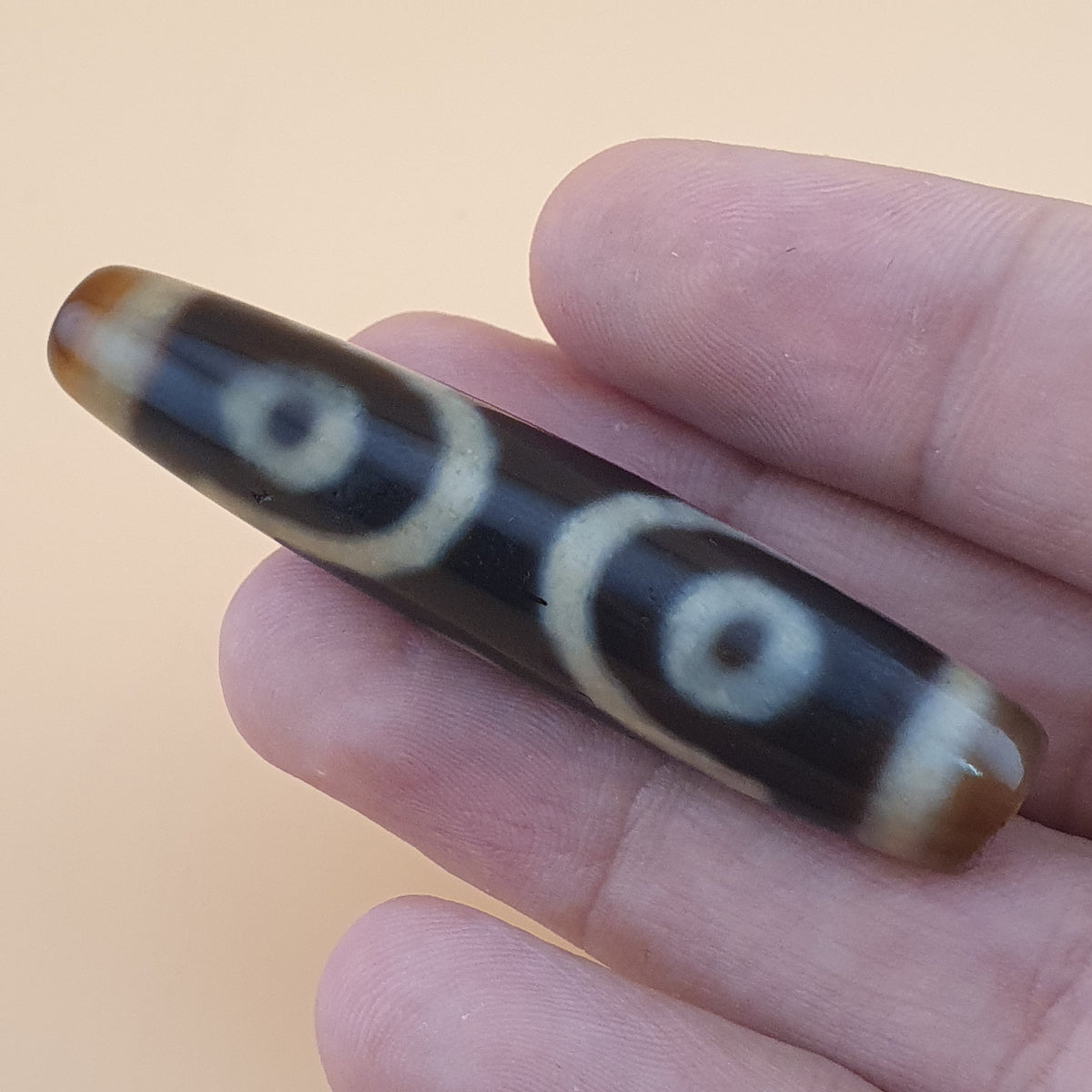 Vintage 3 Eyes Himalayan Tibetan Agate Dzi Bead Amulet