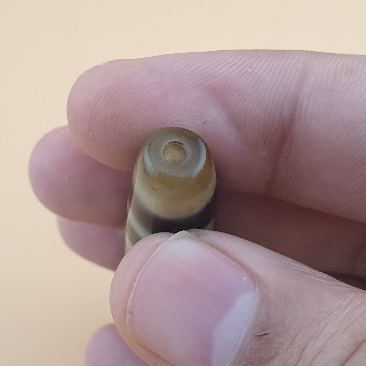Vintage 3 Eyes Himalayan Tibetan Agate Dzi Bead Amulet