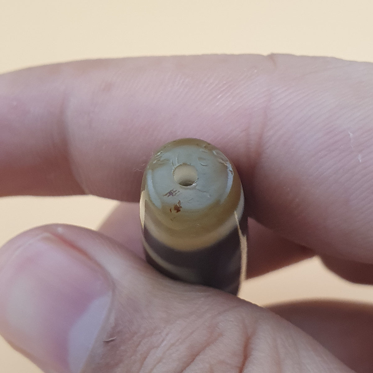 Vintage 3 Eyes Himalayan Tibetan Agate Dzi Bead Amulet