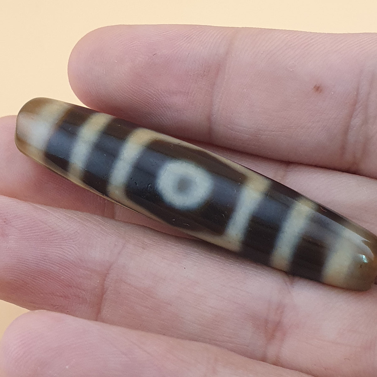 Vintage 3 Eyes Himalayan Tibetan Agate Dzi Bead Amulet