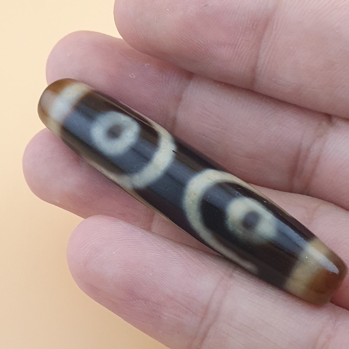 Vintage 3 Eyes Himalayan Tibetan Agate Dzi Bead Amulet