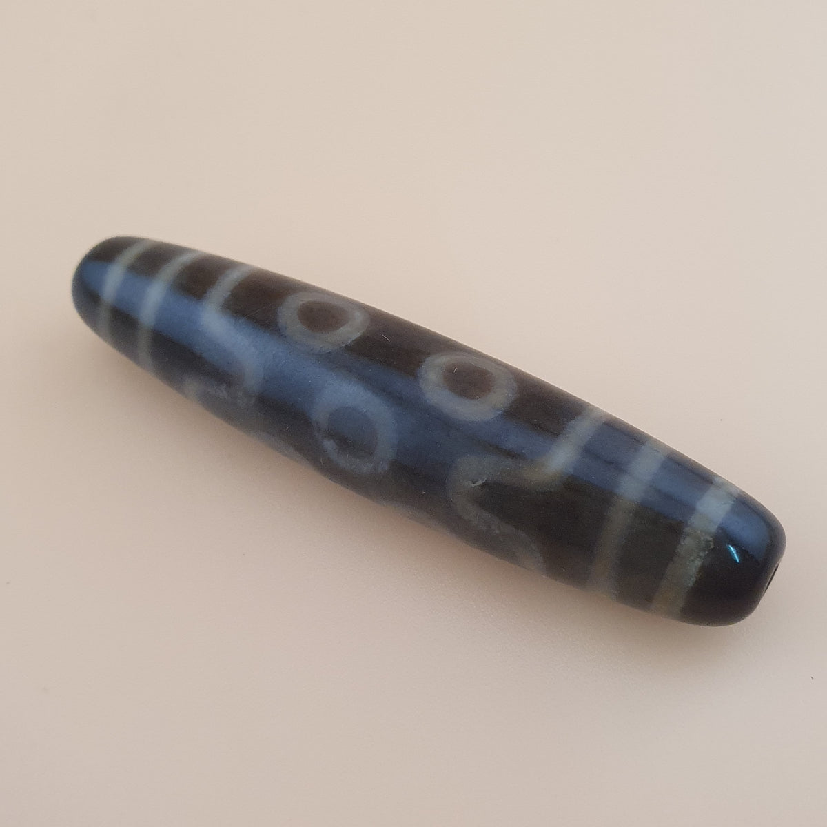 Amulette Perle Dzi Tibétaine de l'Himalaya Vintage Agate 7 Yeux