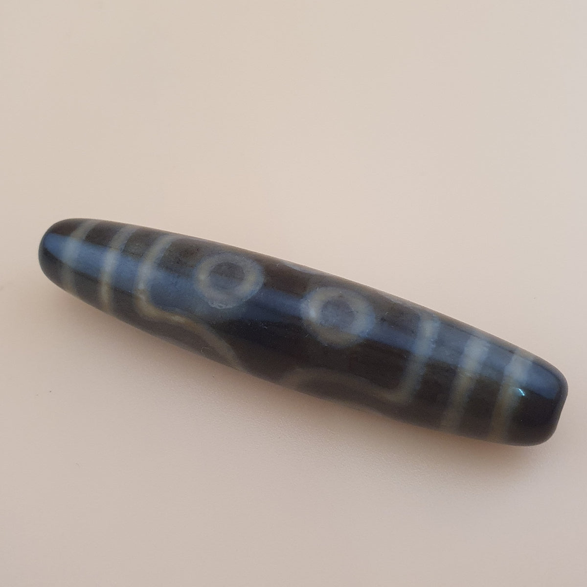 Amulette Perle Dzi Tibétaine de l'Himalaya Vintage Agate 7 Yeux