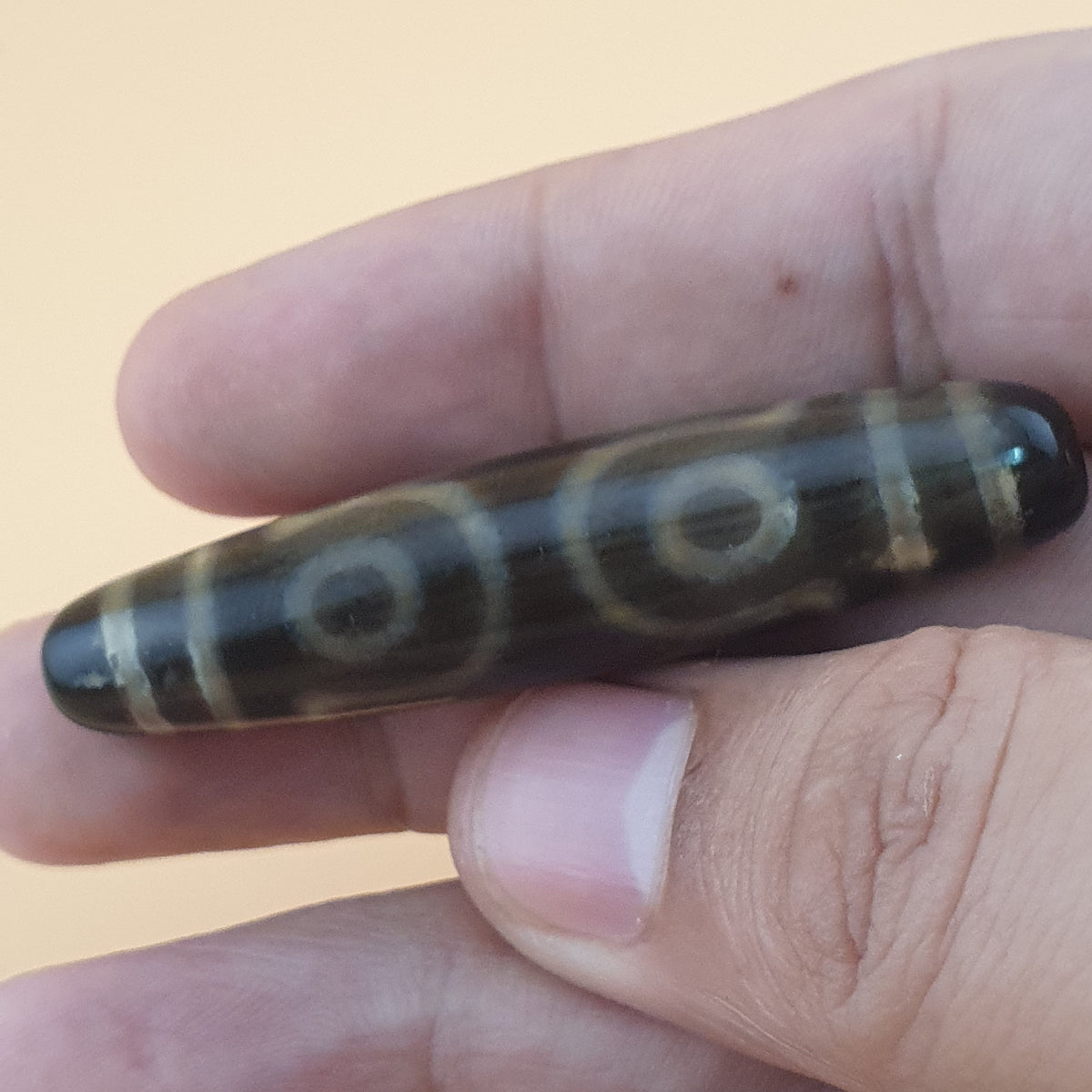 Amulette Perle Dzi Tibétaine de l'Himalaya Vintage Agate 7 Yeux